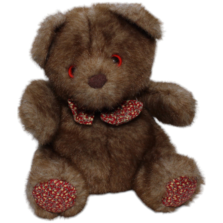 1237796 Sonni - Spielwaren Brauner Teddybär mit rotem Blumen - Muster Kuscheltier Kumpel Leo Bär DDR Gebraucht