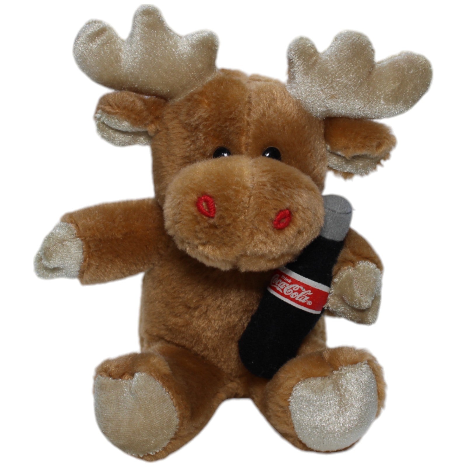 1237881 hermey Coca Cola, Elch mit Flasche Kuscheltier Kumpel Leo Gebraucht Weihnachten