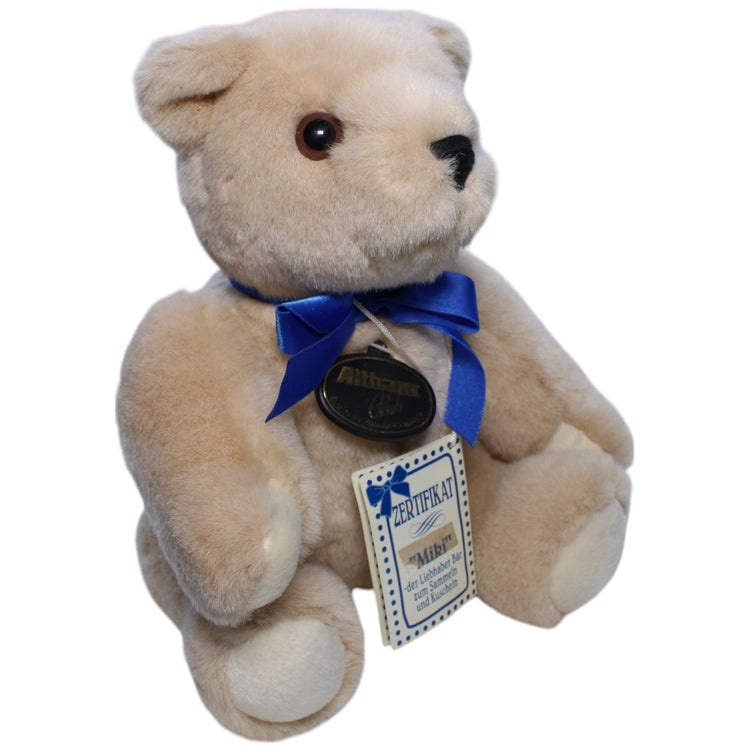 1237956 Althans Club Beiger Teddybär Miki mit beweglichen Gliedern und blauer Schleife Kuscheltier Kumpel Leo Bär Gebraucht Teddy