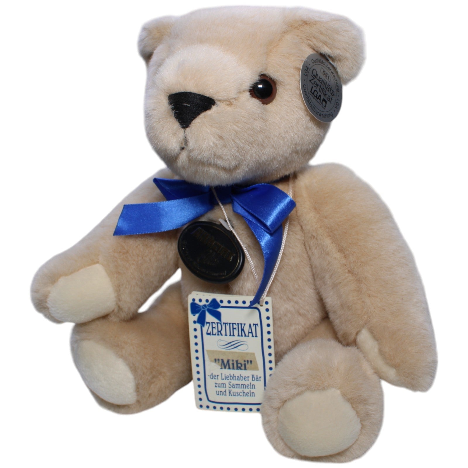 1237956 Althans Club Beiger Teddybär Miki mit beweglichen Gliedern und blauer Schleife Kuscheltier Kumpel Leo Bär Gebraucht Teddy