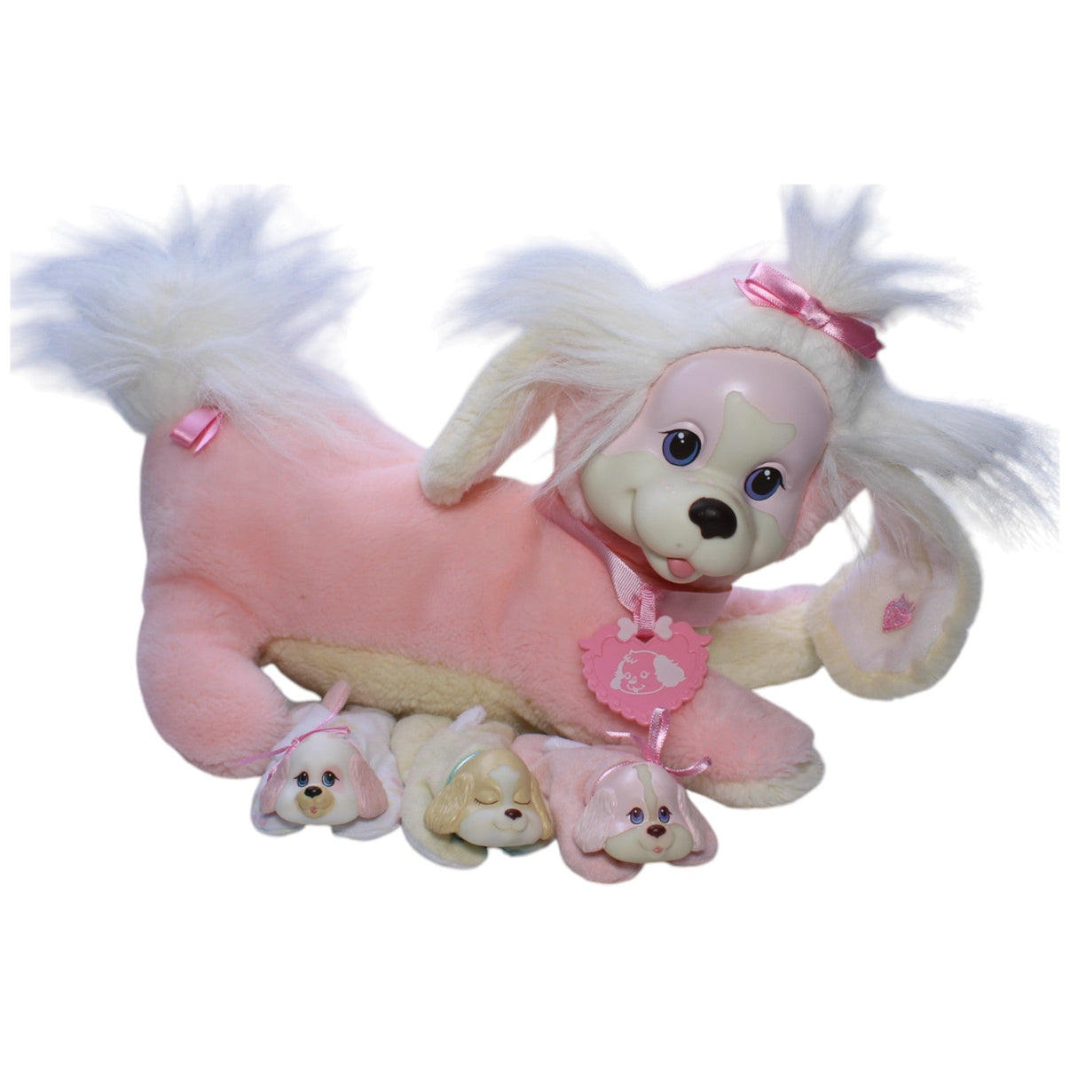 1238088 Hasbro Puppy Surprise (mit 3 Babys), rosa Kuscheltier Kumpel Leo Gebraucht Vintage