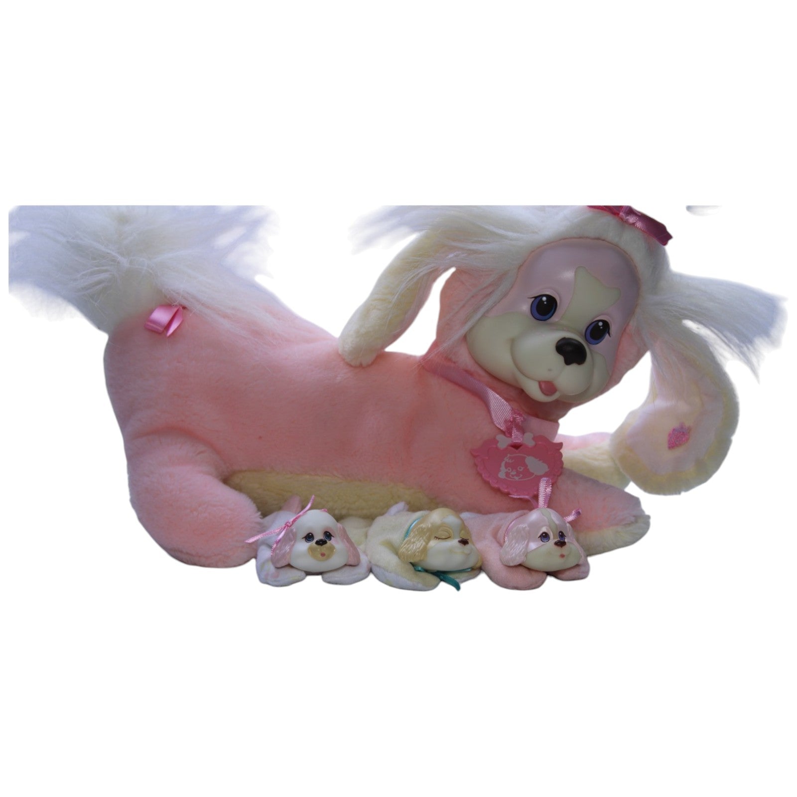 1238088 Hasbro Puppy Surprise (mit 3 Babys), rosa Kuscheltier Kumpel Leo Gebraucht Vintage