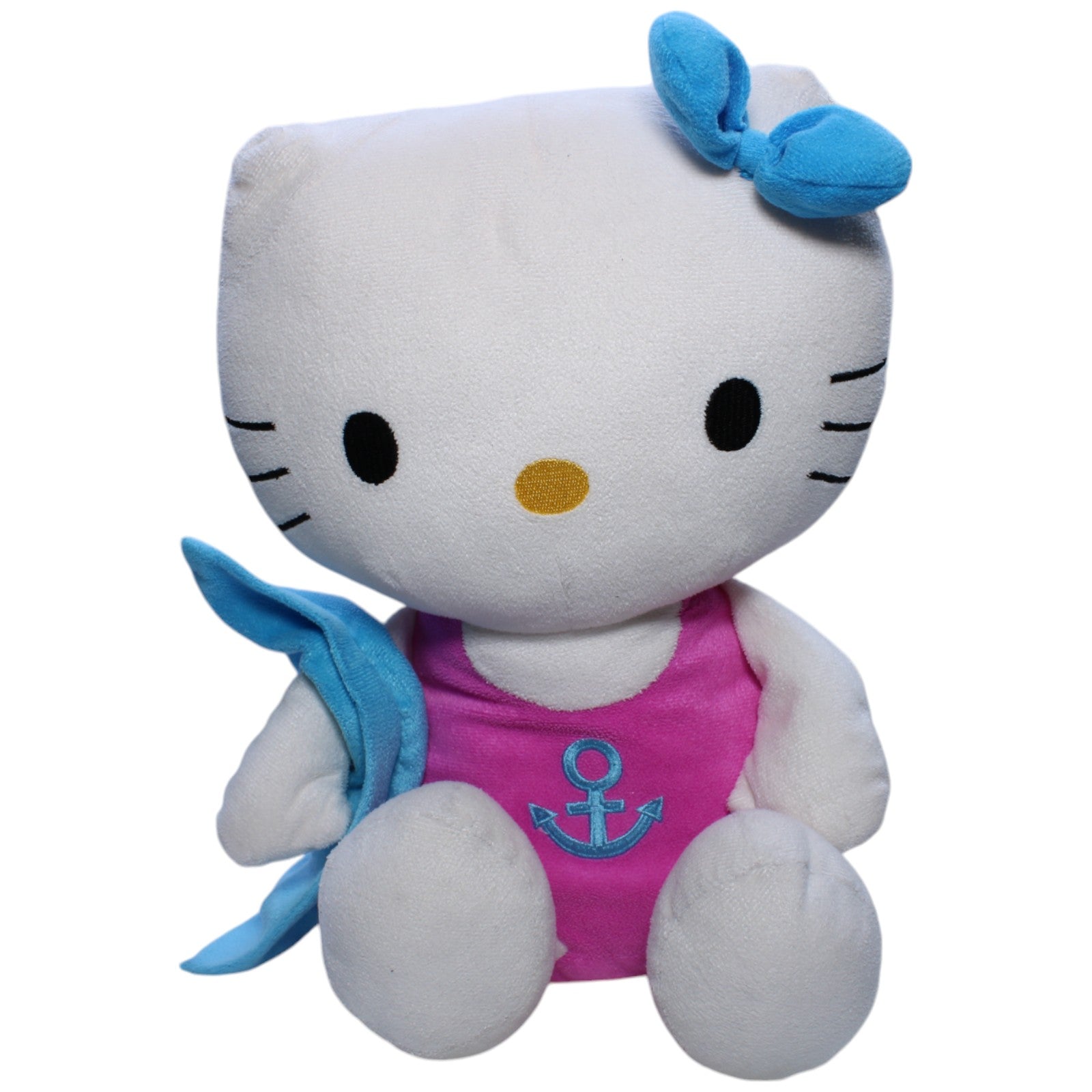 1238221 Unbekannt Hello Kitty im Badeanzug mit Handtuch, sitzend Kuscheltier Kumpel Leo Gebraucht