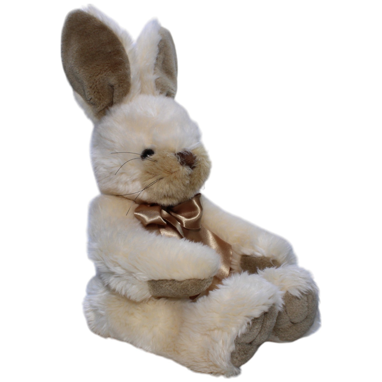 1238246 TCM Hase mit goldener Schleife, sitzend Kuscheltier Kumpel Leo Gebraucht Tchibo