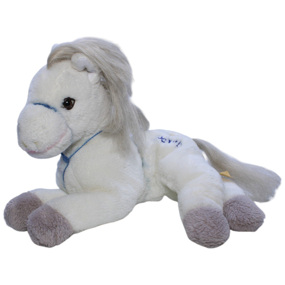 1238270 Heunec Weißes Pony Kuscheltier Kumpel Leo Gebraucht Vintage