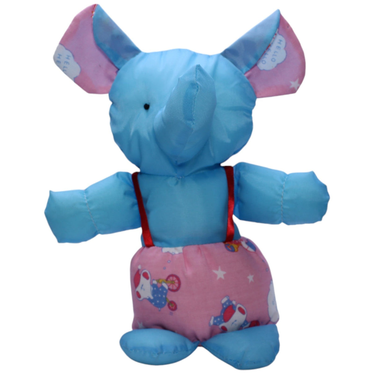 1238332 Unbekannt Knautschi, blauer Elefant mit rosa Latzhose Kuscheltier Kumpel Leo Gebraucht Vintage