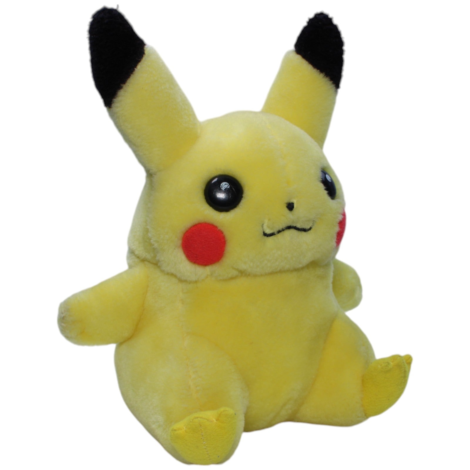 1238349 Hasbro Pikachu aus Pokémon, sitzend Plüschfigur Kumpel Leo Gebraucht Vintage