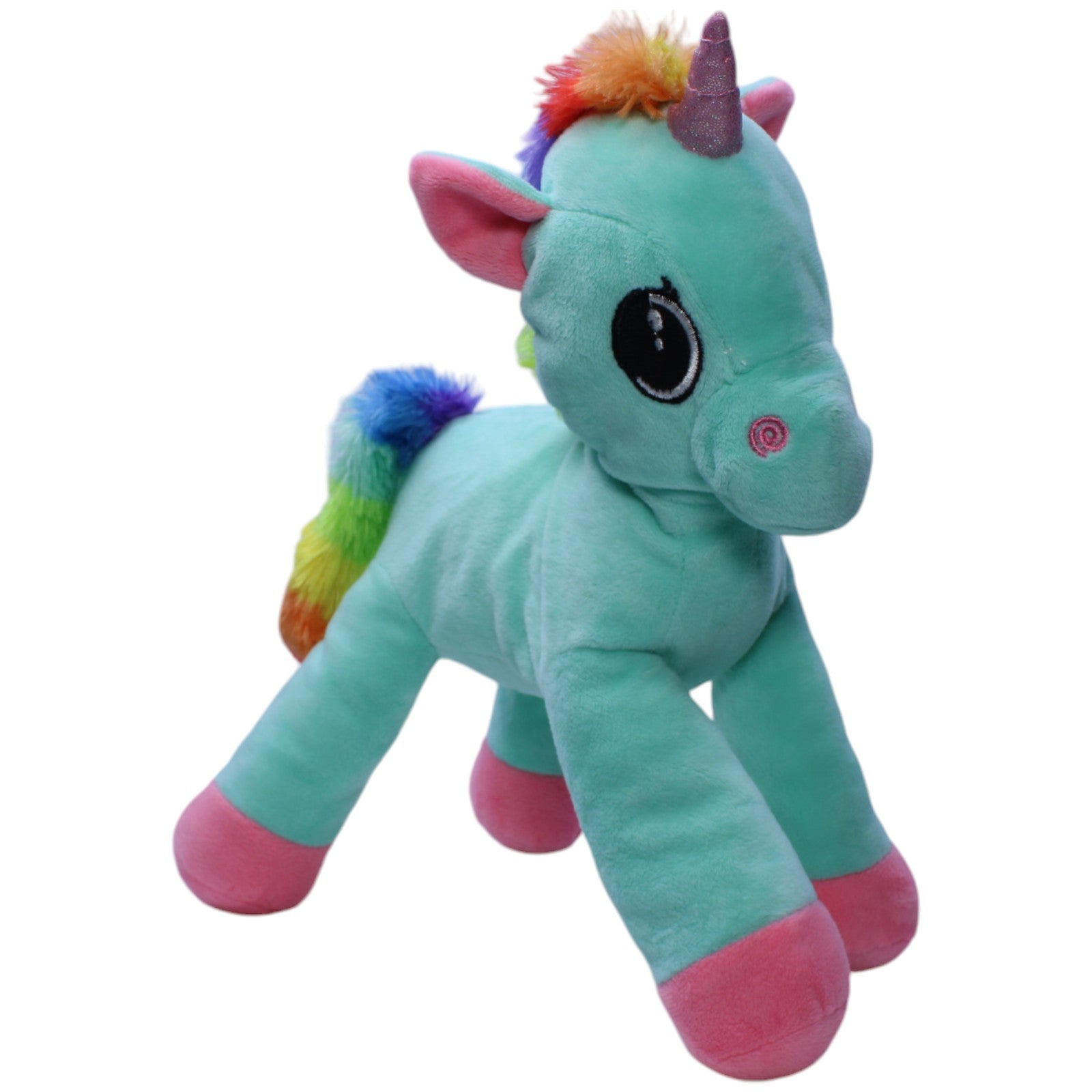 1238468 Ernstings family Einhorn mit Regenbogen Mähne, türkis Kuscheltier Kumpel Leo Fantasy Gebraucht