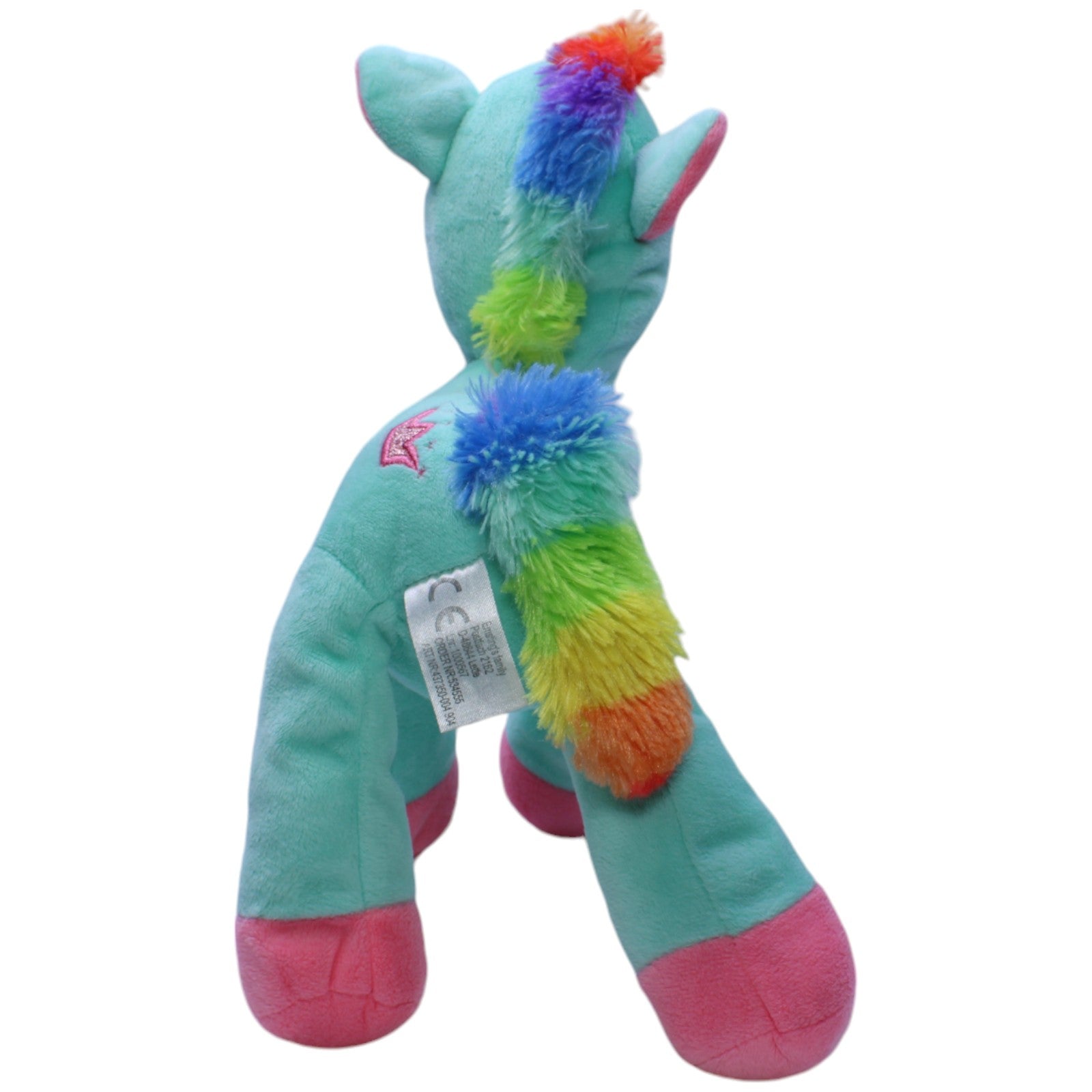 1238468 Ernstings family Einhorn mit Regenbogen Mähne, türkis Kuscheltier Kumpel Leo Fantasy Gebraucht