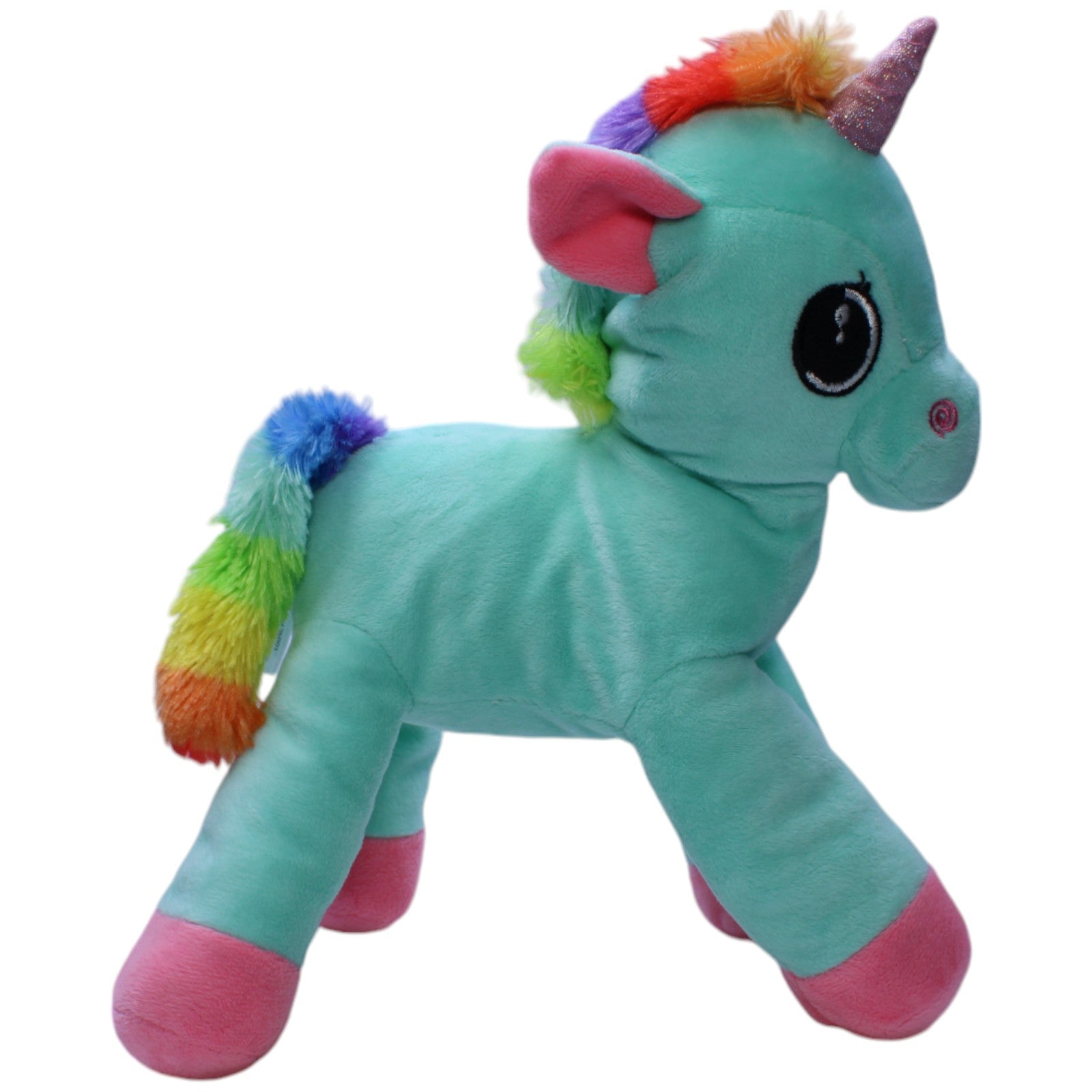 1238468 Ernstings family Einhorn mit Regenbogen Mähne, türkis Kuscheltier Kumpel Leo Fantasy Gebraucht