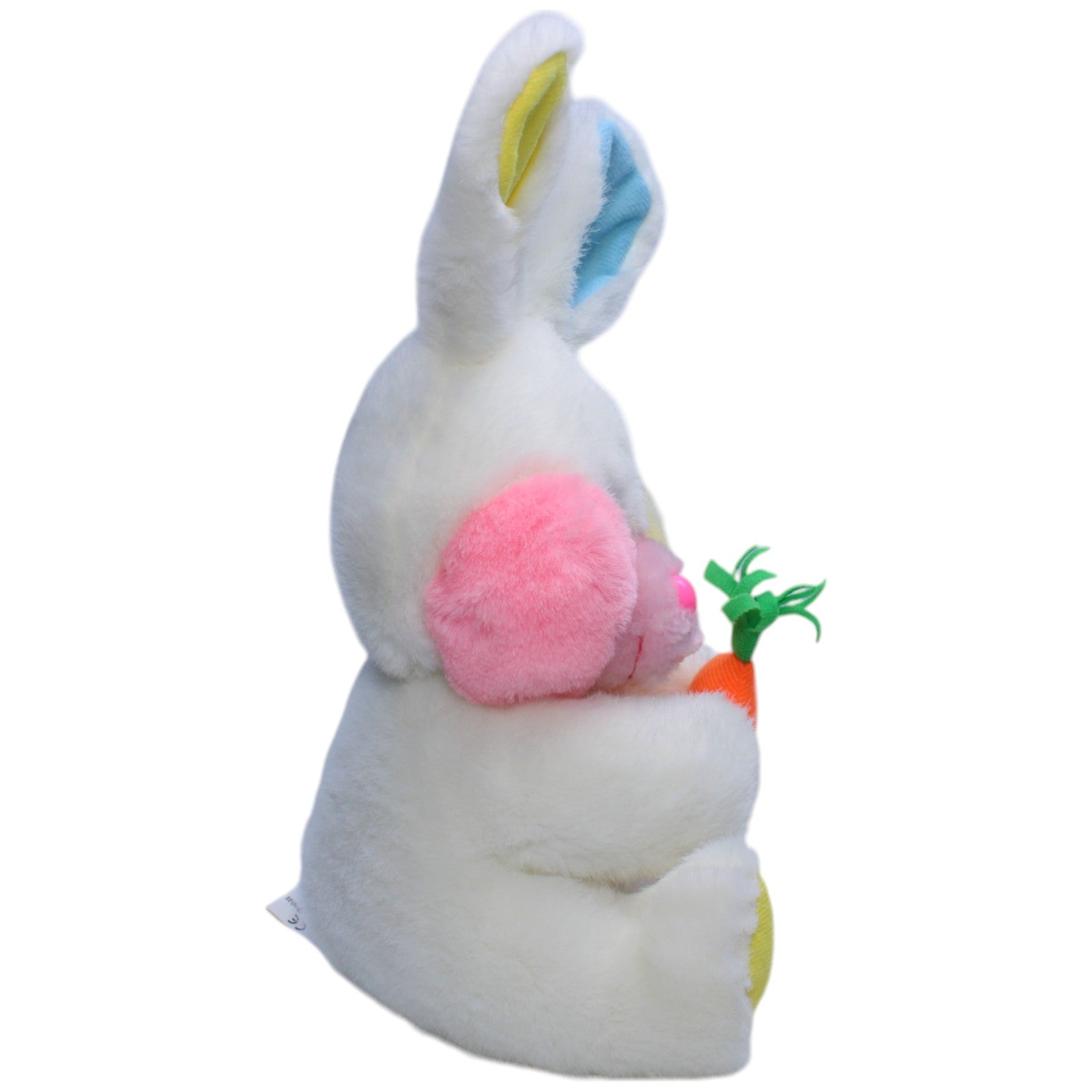 1238632 Happy People Plüschel, bunter Hase mit Möhre Kuscheltier Kumpel Leo Gebraucht Ostern Vintage