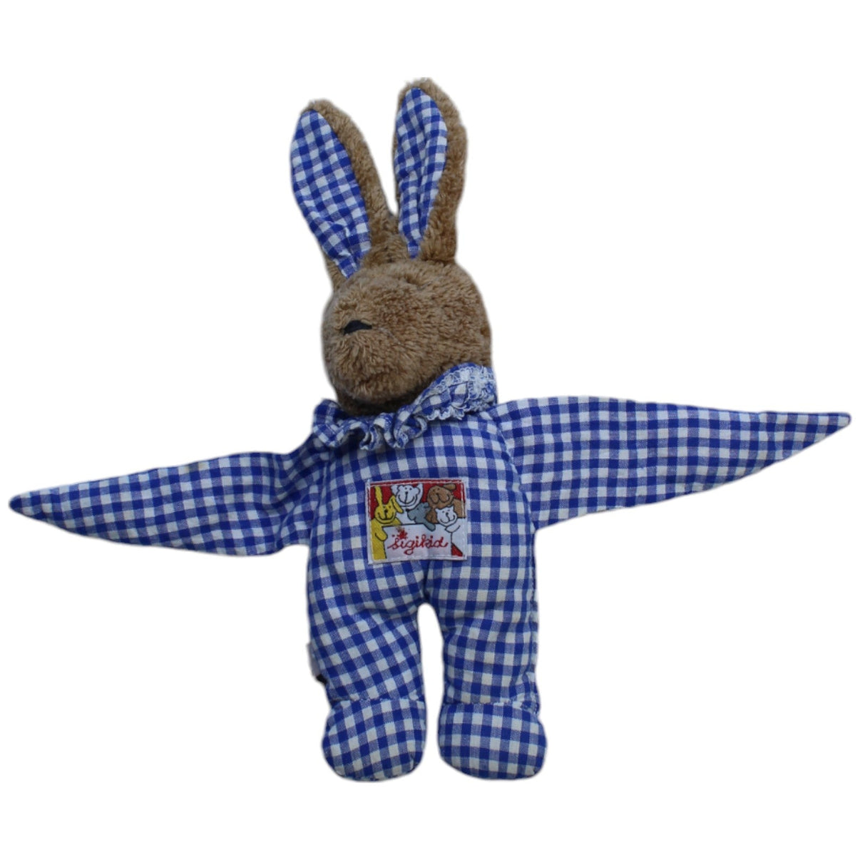 1238676 Sigikid Hase, blau - kariert Greifling mit Rassel Kumpel Leo Gebraucht