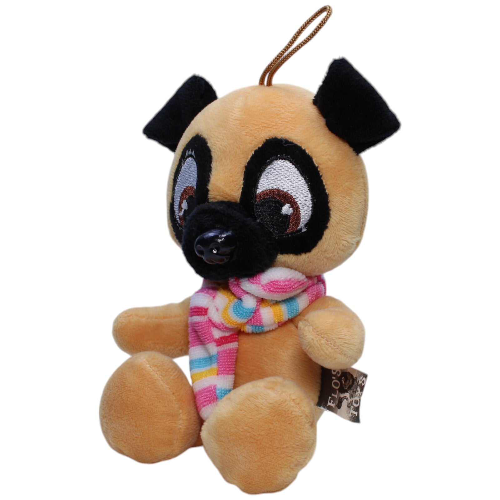 1238723 FLOTI Flos Toys, Mops mit Schal Kuscheltier Kumpel Leo Gebraucht Hund