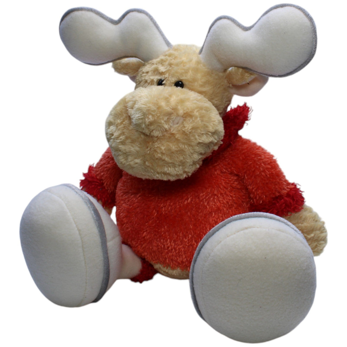 1238748 NICI Elch mit Winter Pullover, groß Kuscheltier Kumpel Leo Gebraucht Vintage Weihnachten