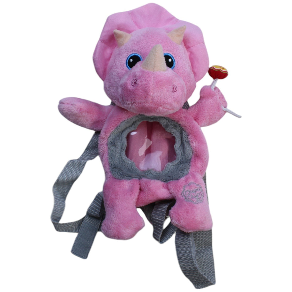 1238812 Chupa Chups Triceratops mit Lutscher, rosa Rucksack Kumpel Leo Dino Dinosaurier Gebraucht