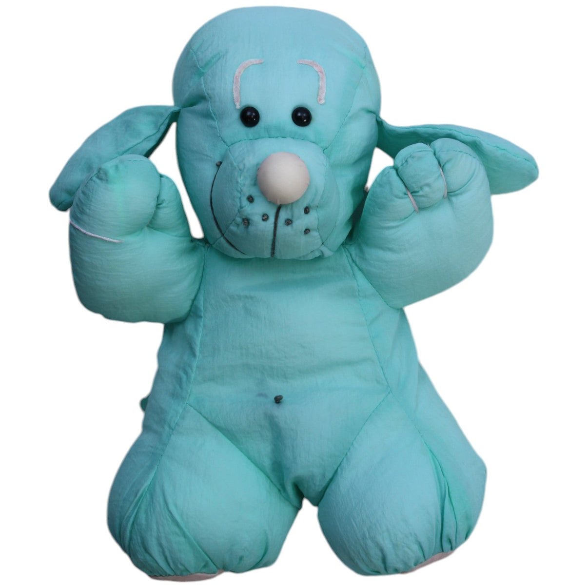 1238825 Euro Play Knautschi, türkiser Hund Kuscheltier Kumpel Leo Gebraucht Vintage
