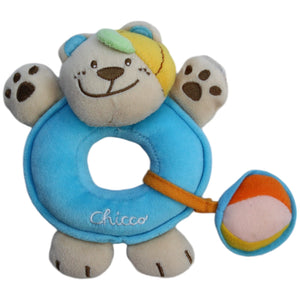 1239044 Chicco Bär mit Knisterball, blau Greifling mit Rassel Kumpel Leo Bär Gebraucht Teddy