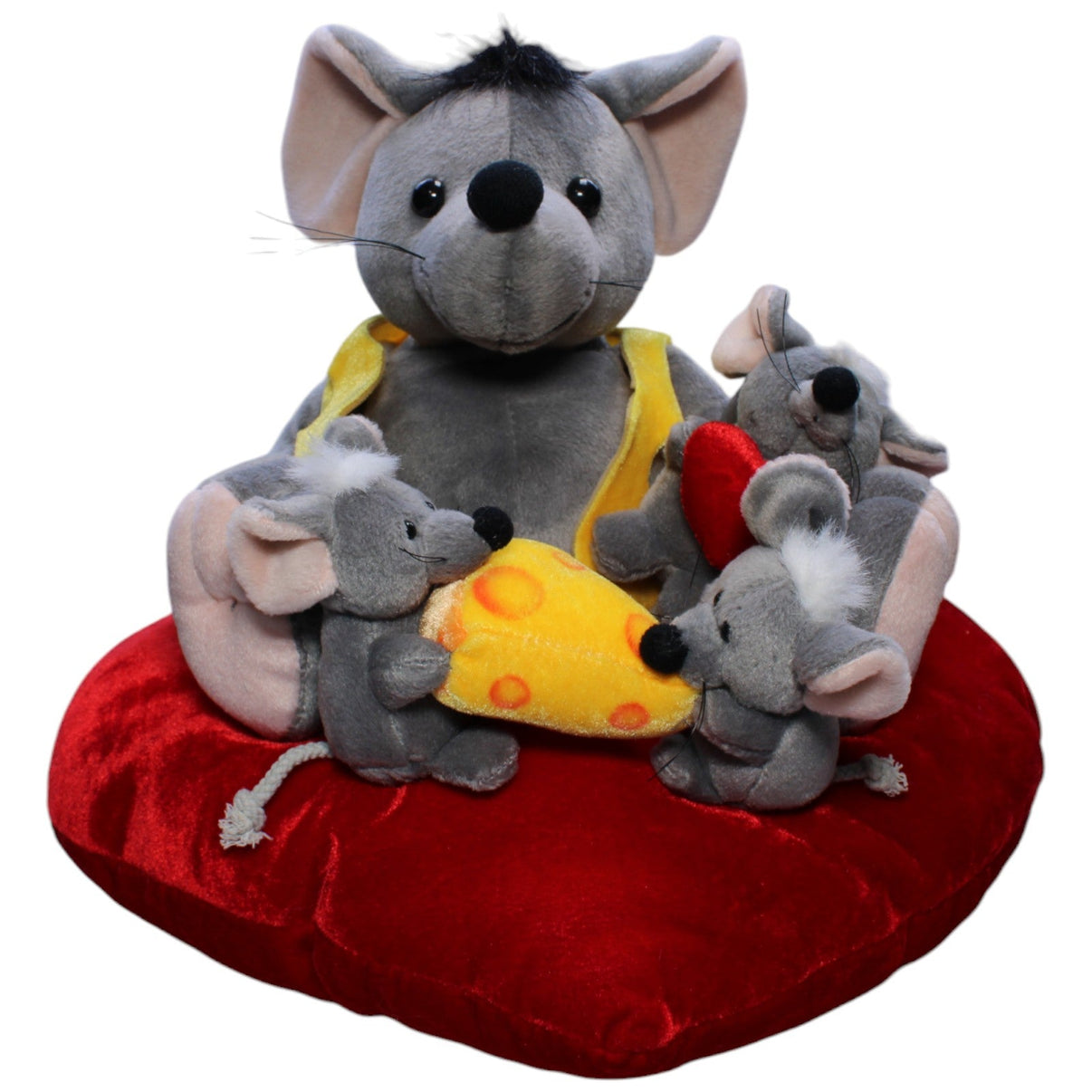 1239371 Uni - Toys Mäuse - Familie auf Herz mit Käse Kuscheltier Kumpel Leo Gebraucht