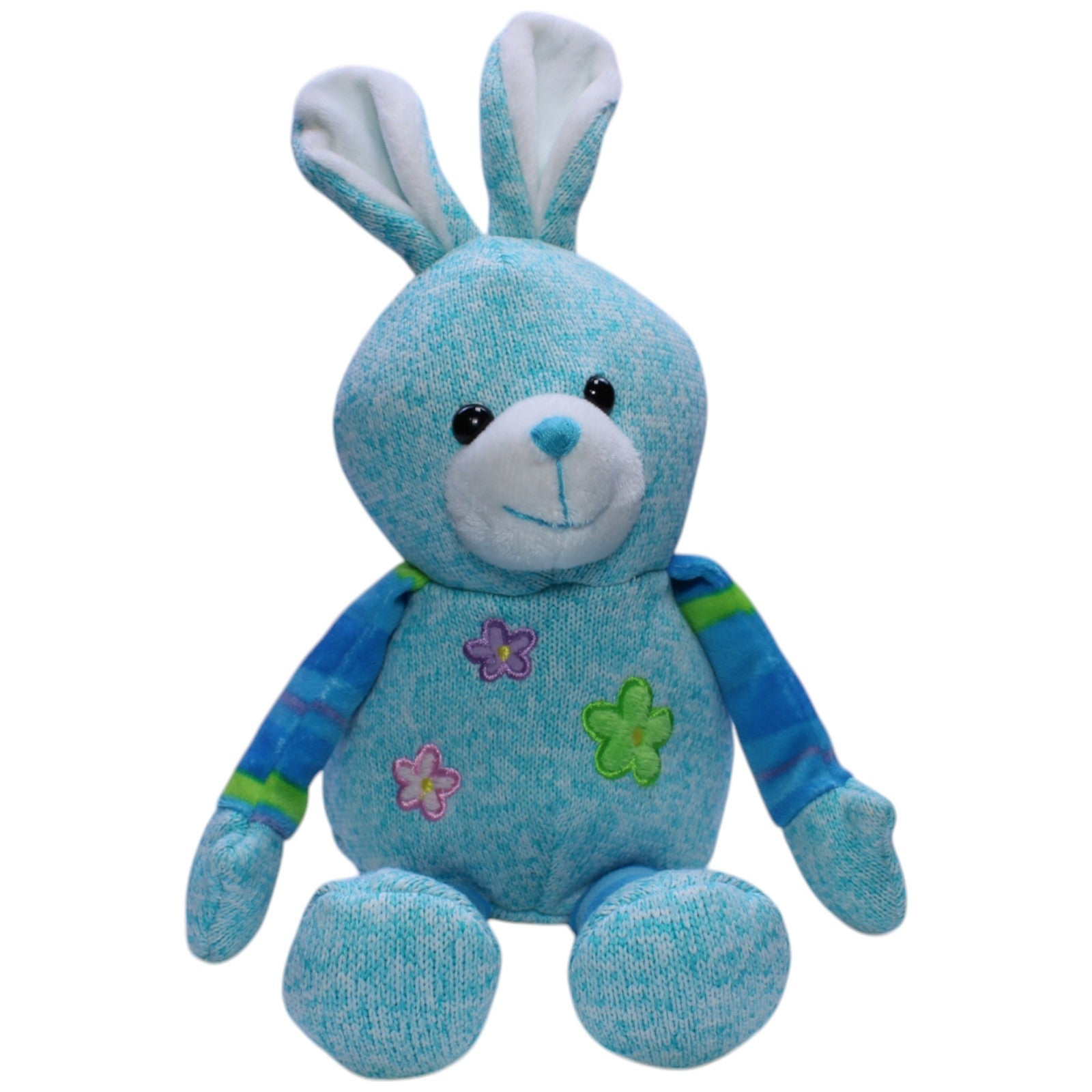 1239433 Heunec Blauer Hase mit Blumen Kuscheltier Kumpel Leo Gebraucht Osterhase Ostern