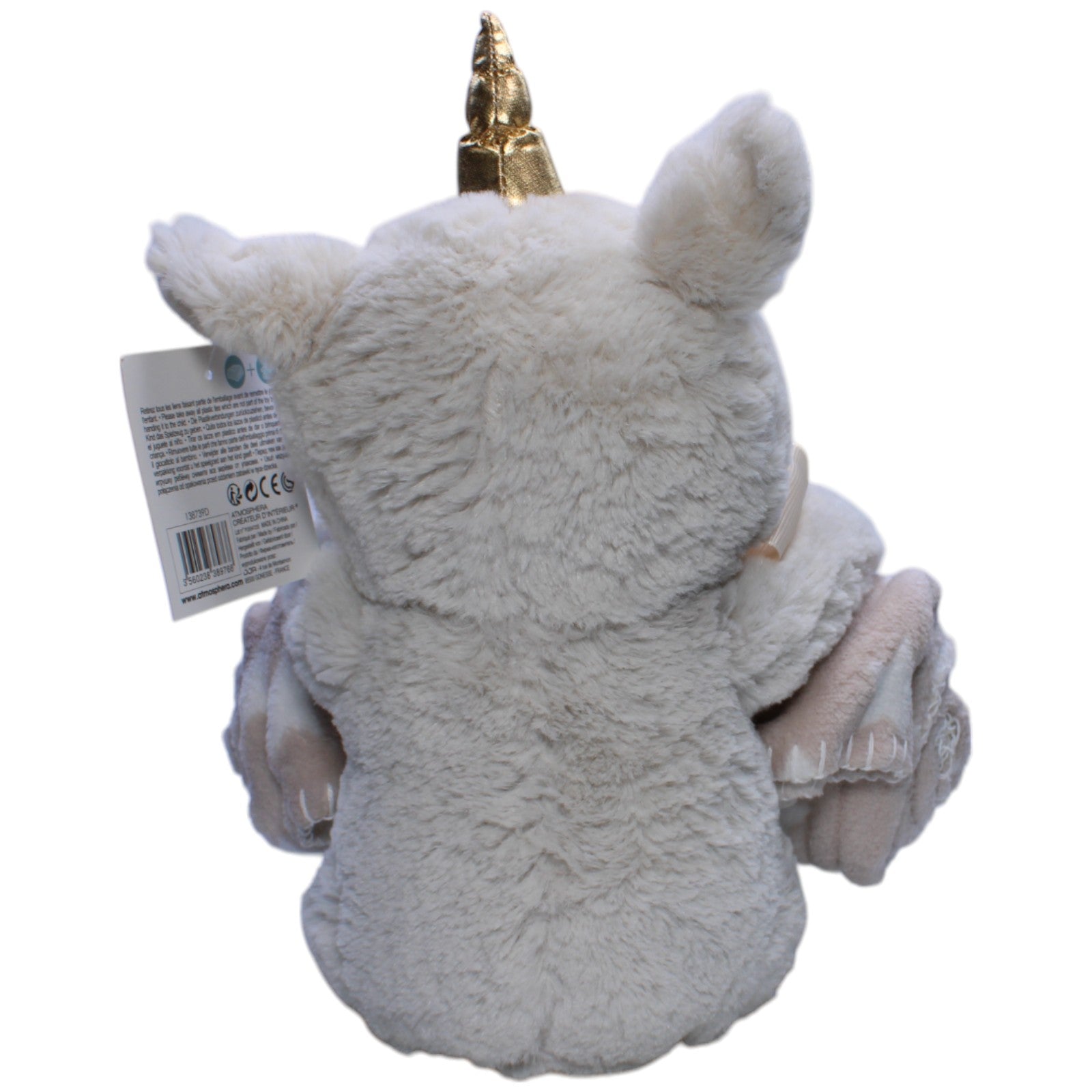 1239509 Atmosphera Créateur d'intérieur Einhorn mit Plüschdecke, grau Kuscheltier Kumpel Leo neu