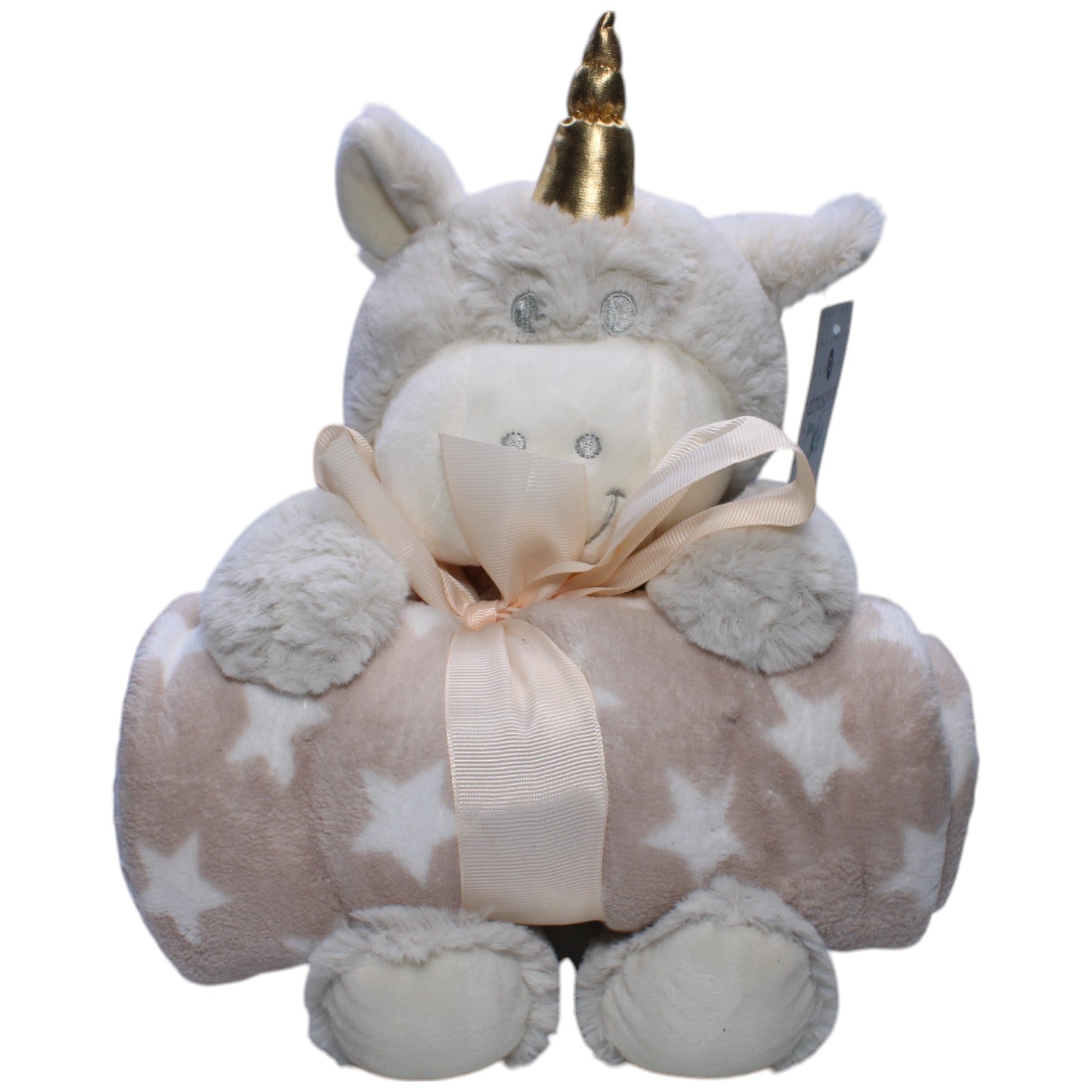 1239509 Atmosphera Créateur d'intérieur Einhorn mit Plüschdecke, grau Kuscheltier Kumpel Leo neu