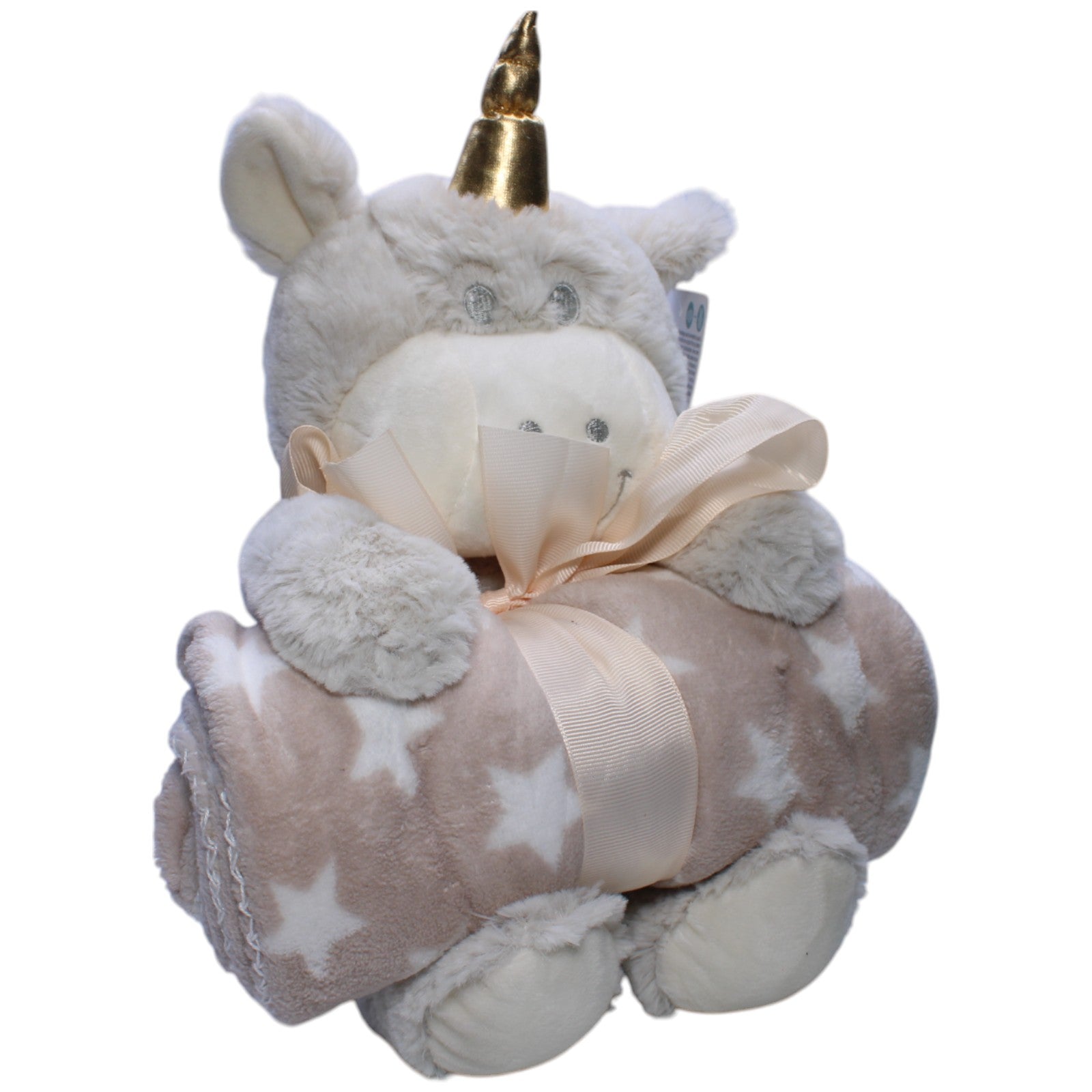 1239509 Atmosphera Créateur d'intérieur Einhorn mit Plüschdecke, grau Kuscheltier Kumpel Leo neu