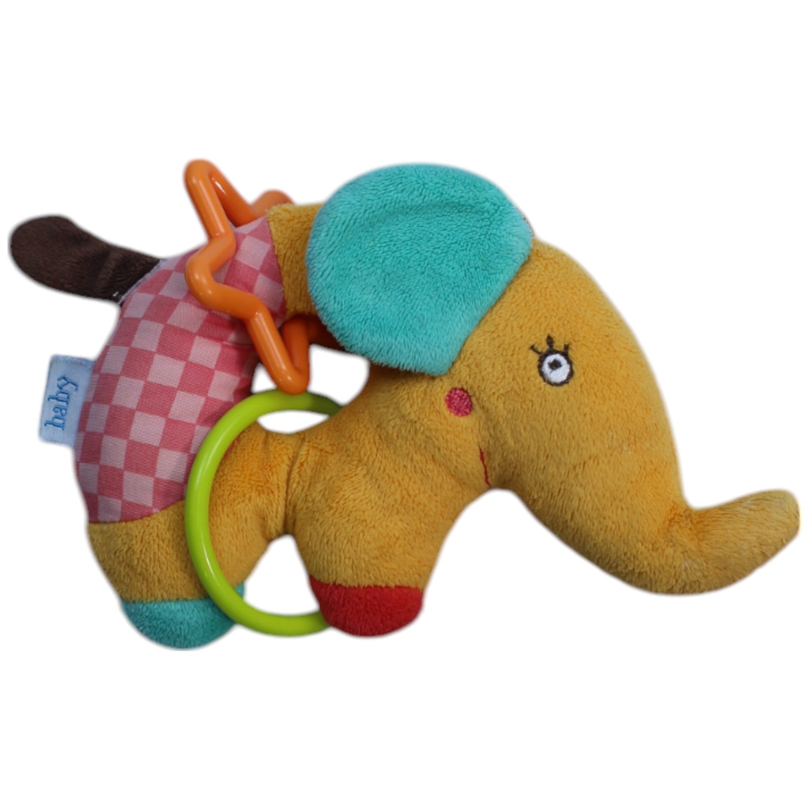 1239590 Fehn Patchwork Elefant Greifling mit Rassel Kumpel Leo Gebraucht