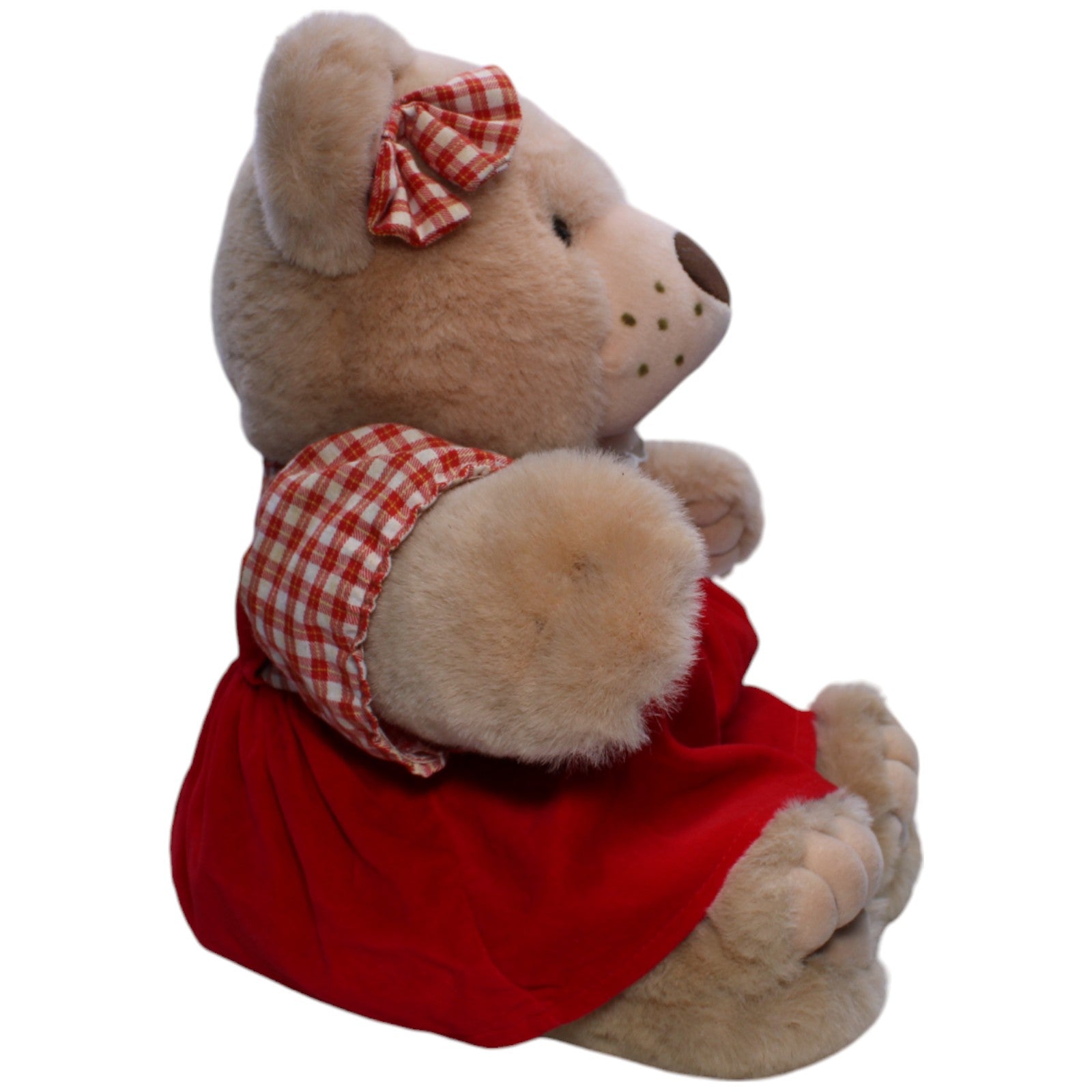 1239655 WIMA XL Bärin in rotem Kleid Kuscheltier Kumpel Leo Bär Gebraucht Teddy