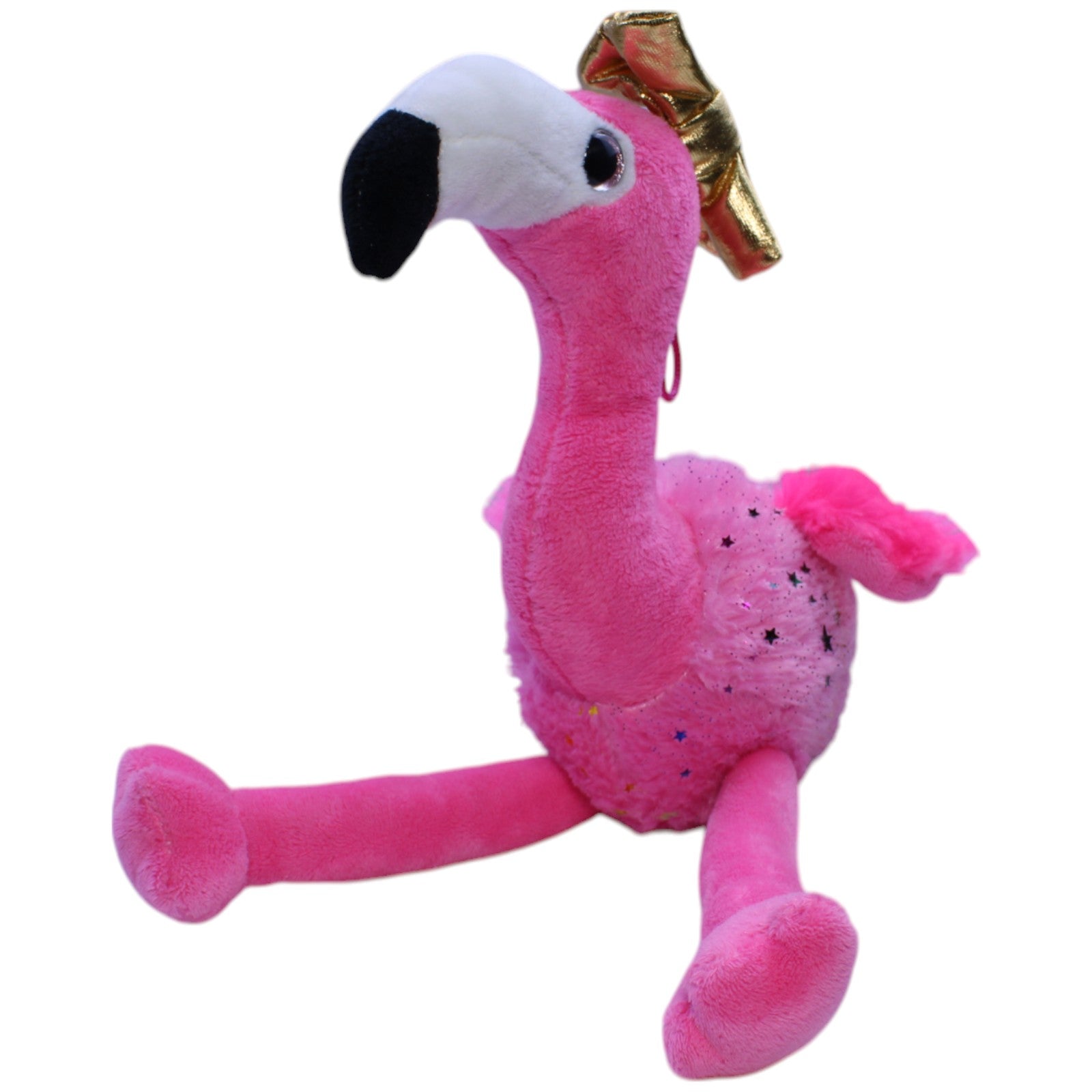 Schöner Flamingo mit goldener Schleife