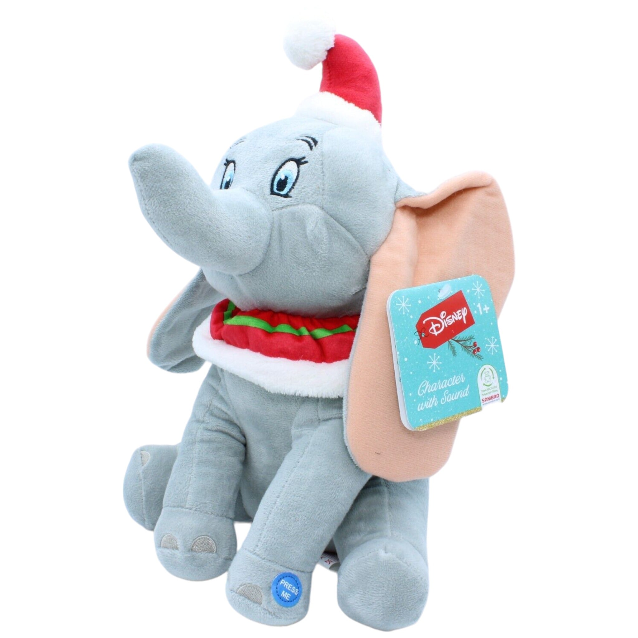 1230710 Sambro Disney Dumbo mit Weihnachts-Sound Kuscheltier Kumpel Leo Elefant neu