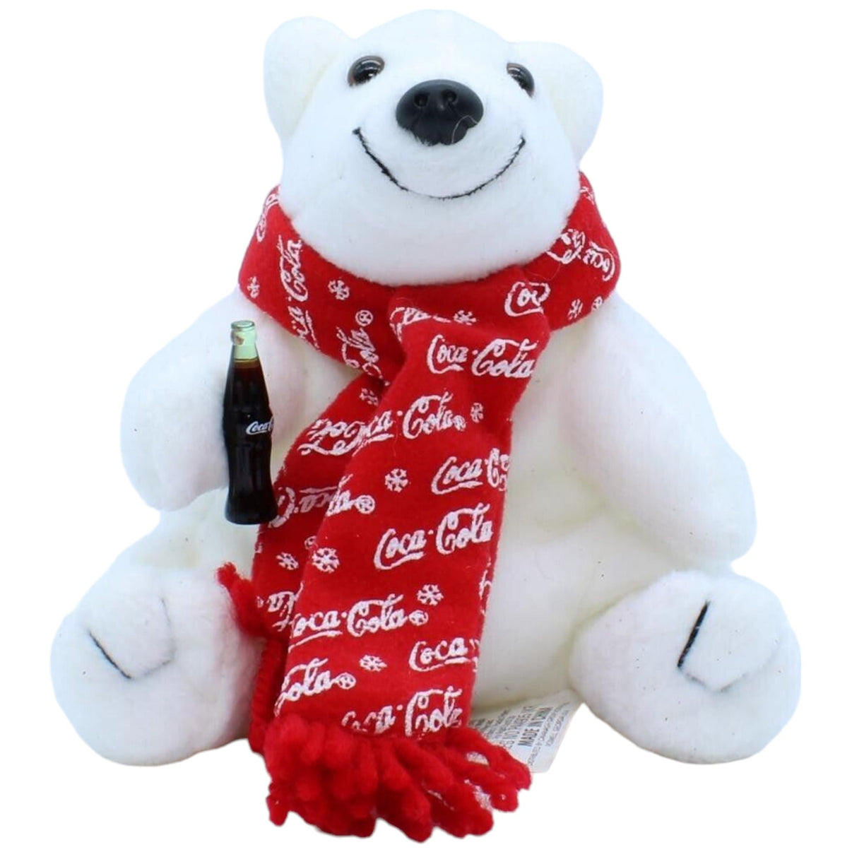 123076 Coca Cola Vintage Coca-Cola Eisbär mit Falsche & Schal Kuscheltier Kumpel Leo Gebraucht