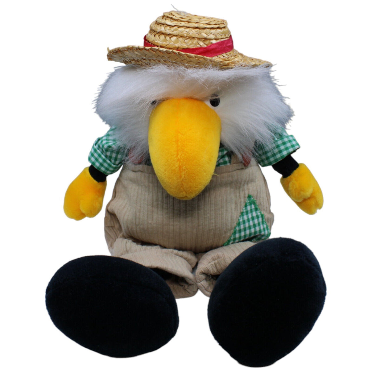 1231745 NICI Vintage Adler mit Strohhut und Latzhose Kuscheltier Kumpel Leo Gebraucht