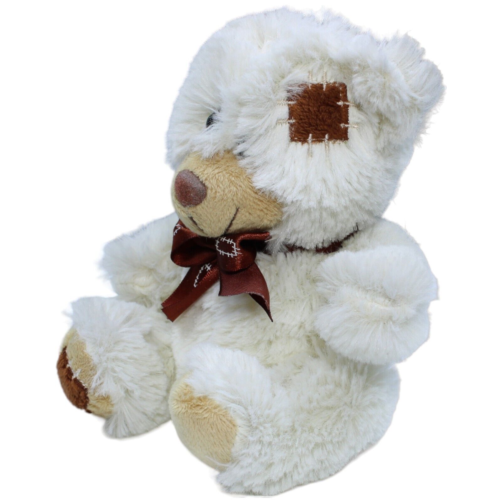 1232030 Uni-Toys Teddybär geflickt, weiß Kuscheltier Kumpel Leo Gebraucht