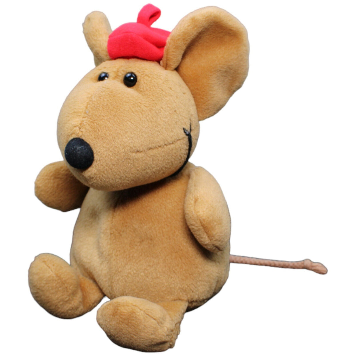 1232341 W. Steinbeck Vintage Maus mit rotem Hut, braun Kuscheltier Kumpel Leo Gebraucht