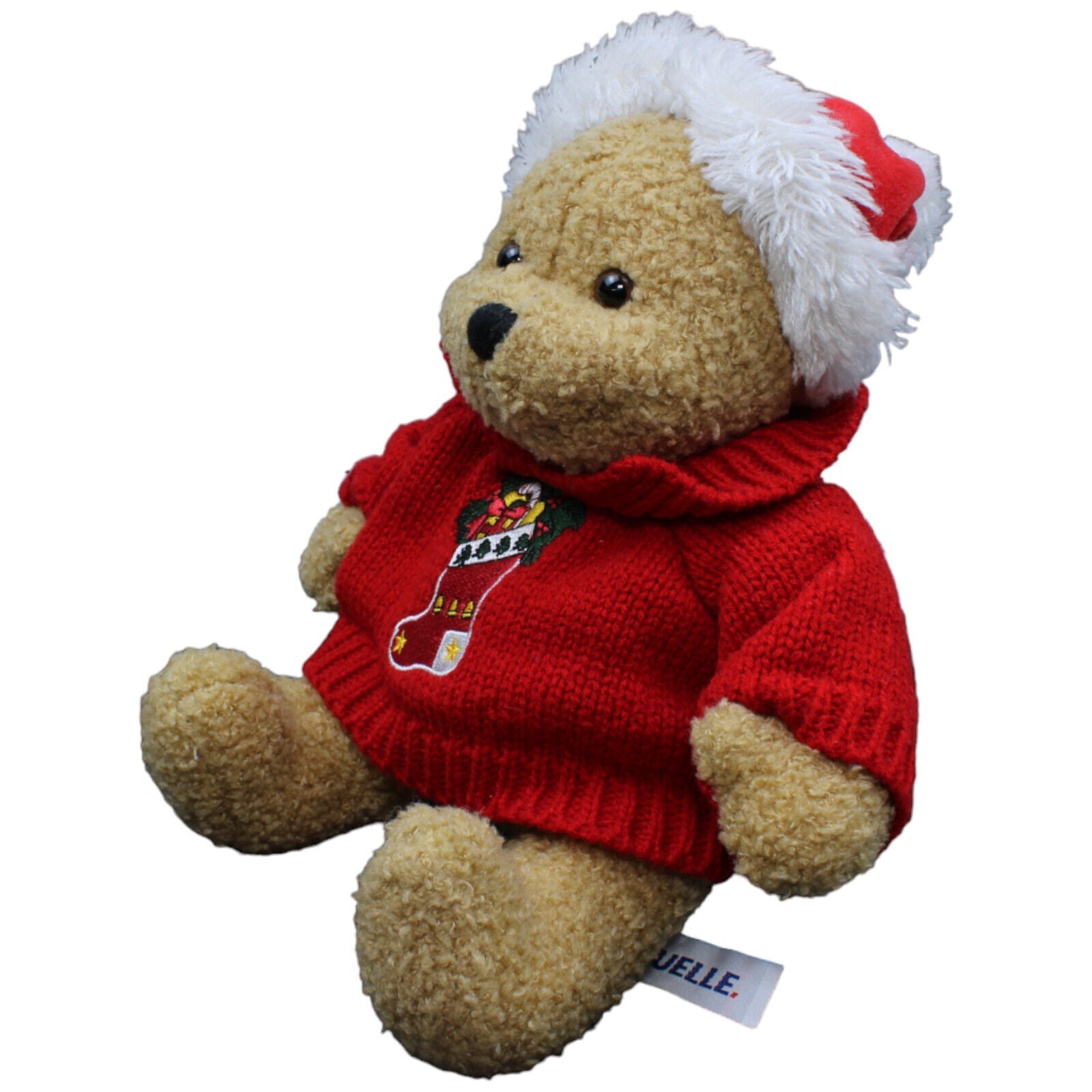 1232412 Quelle Teddybär mit Weihnachtsmütze & Pullover Kuscheltier Kumpel Leo Gebraucht