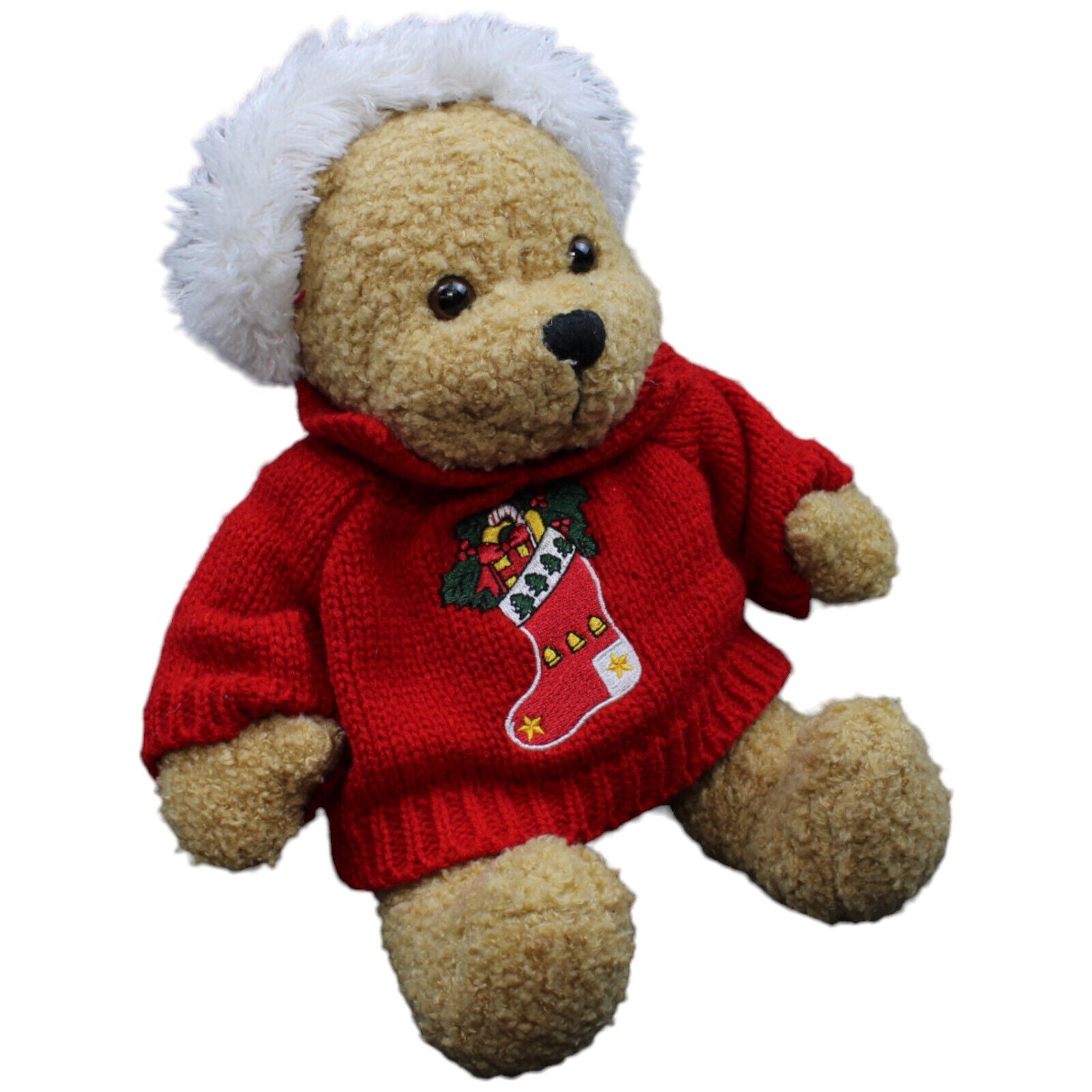 1232412 Quelle Teddybär mit Weihnachtsmütze & Pullover Kuscheltier Kumpel Leo Gebraucht