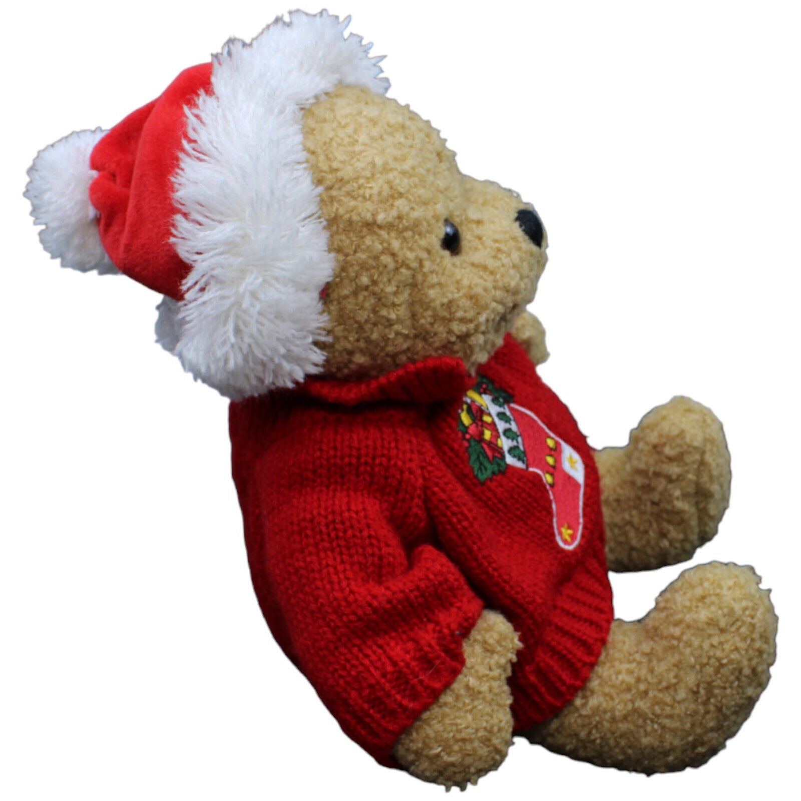 1232412 Quelle Teddybär mit Weihnachtsmütze & Pullover Kuscheltier Kumpel Leo Gebraucht