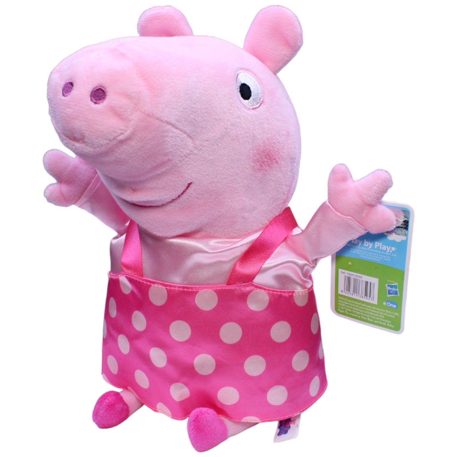 1232684 Play by Play Peppa mit gepunktetem Kleid aus Peppa Wutz Kuscheltier Kumpel Leo neu