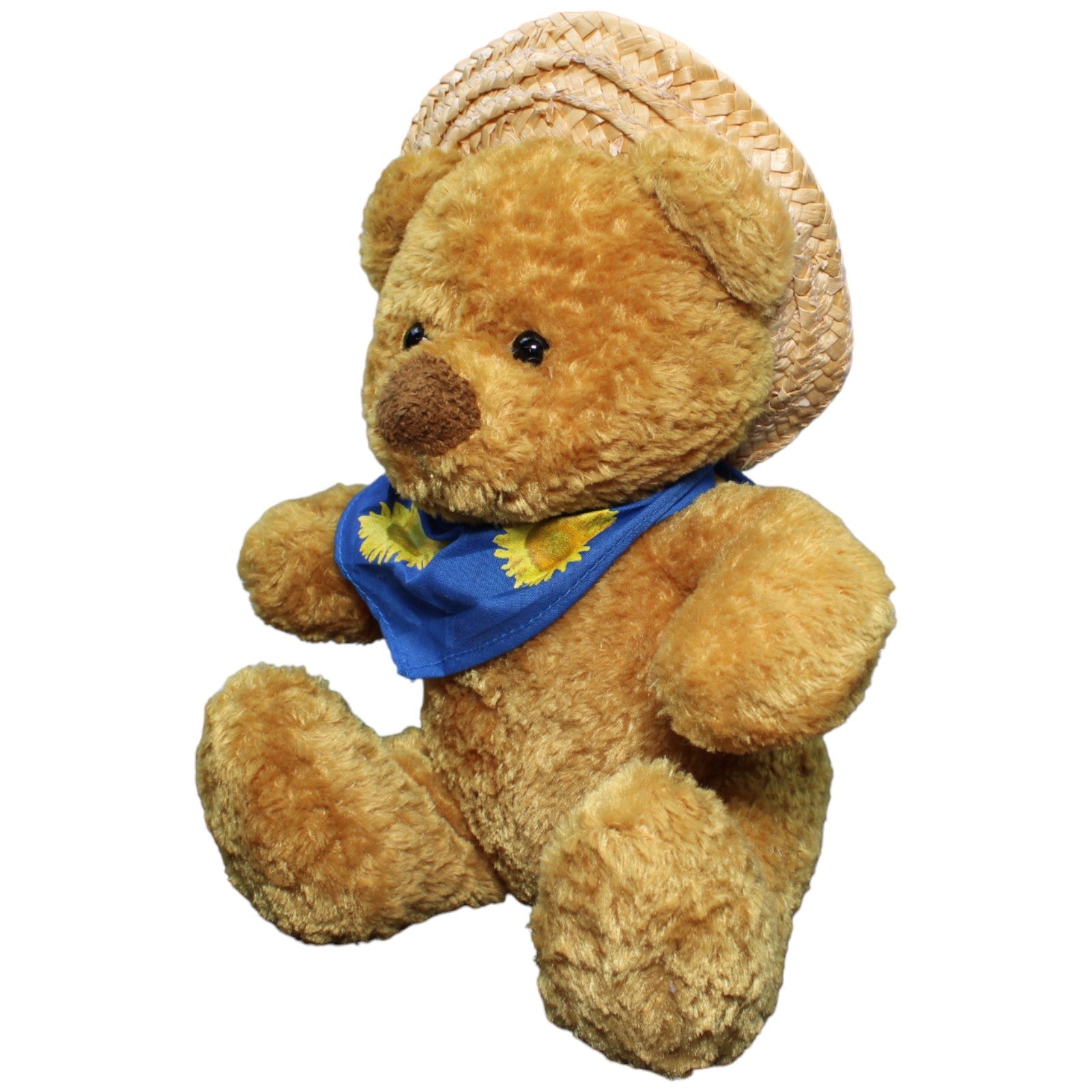 1232748 Quelle Teddybär mit Strohhut und Halstuch Kuscheltier Kumpel Leo Bär Gebraucht