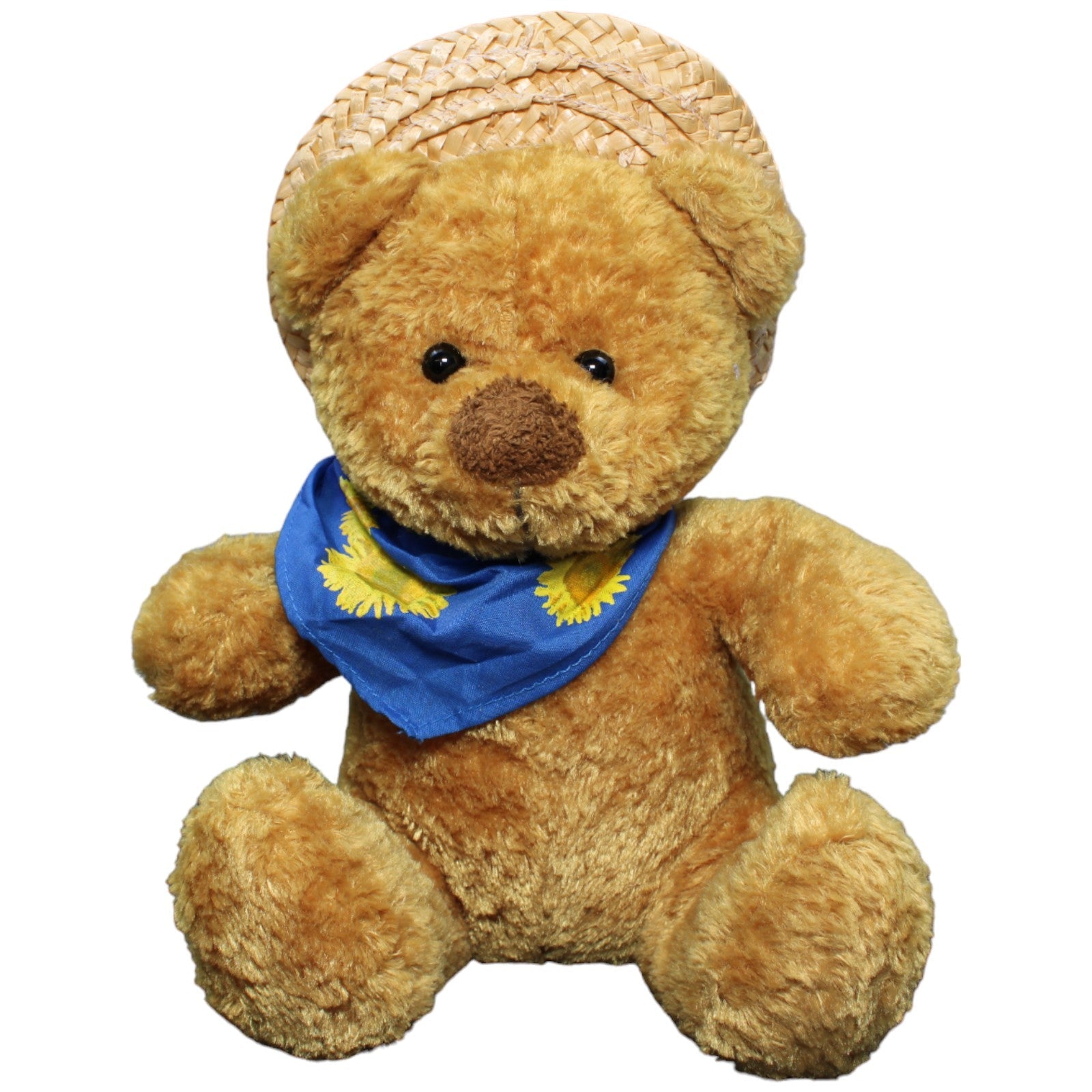 1232748 Quelle Teddybär mit Strohhut und Halstuch Kuscheltier Kumpel Leo Bär Gebraucht