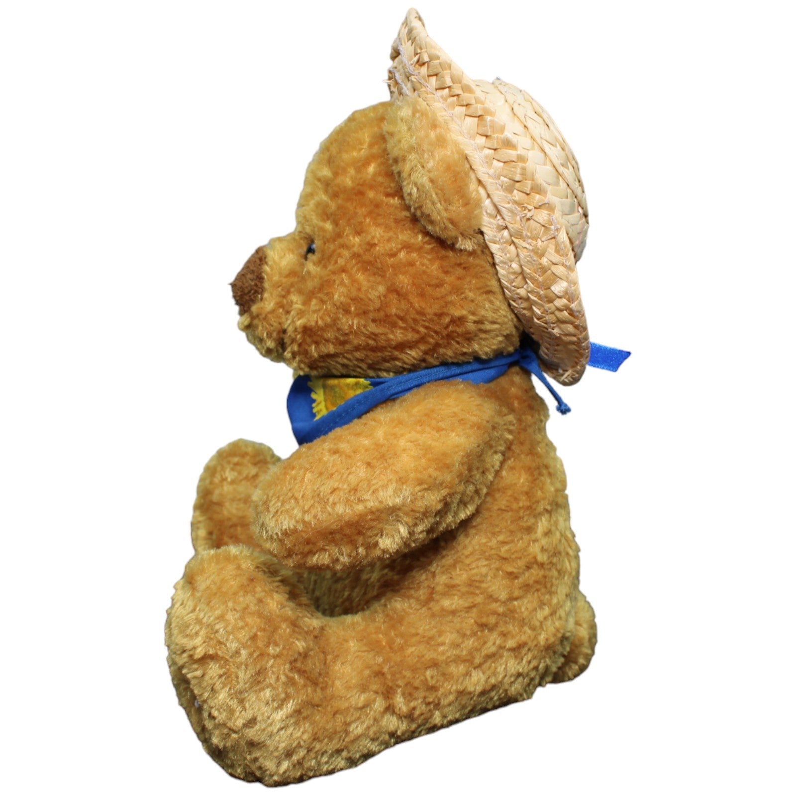 1232748 Quelle Teddybär mit Strohhut und Halstuch Kuscheltier Kumpel Leo Bär Gebraucht