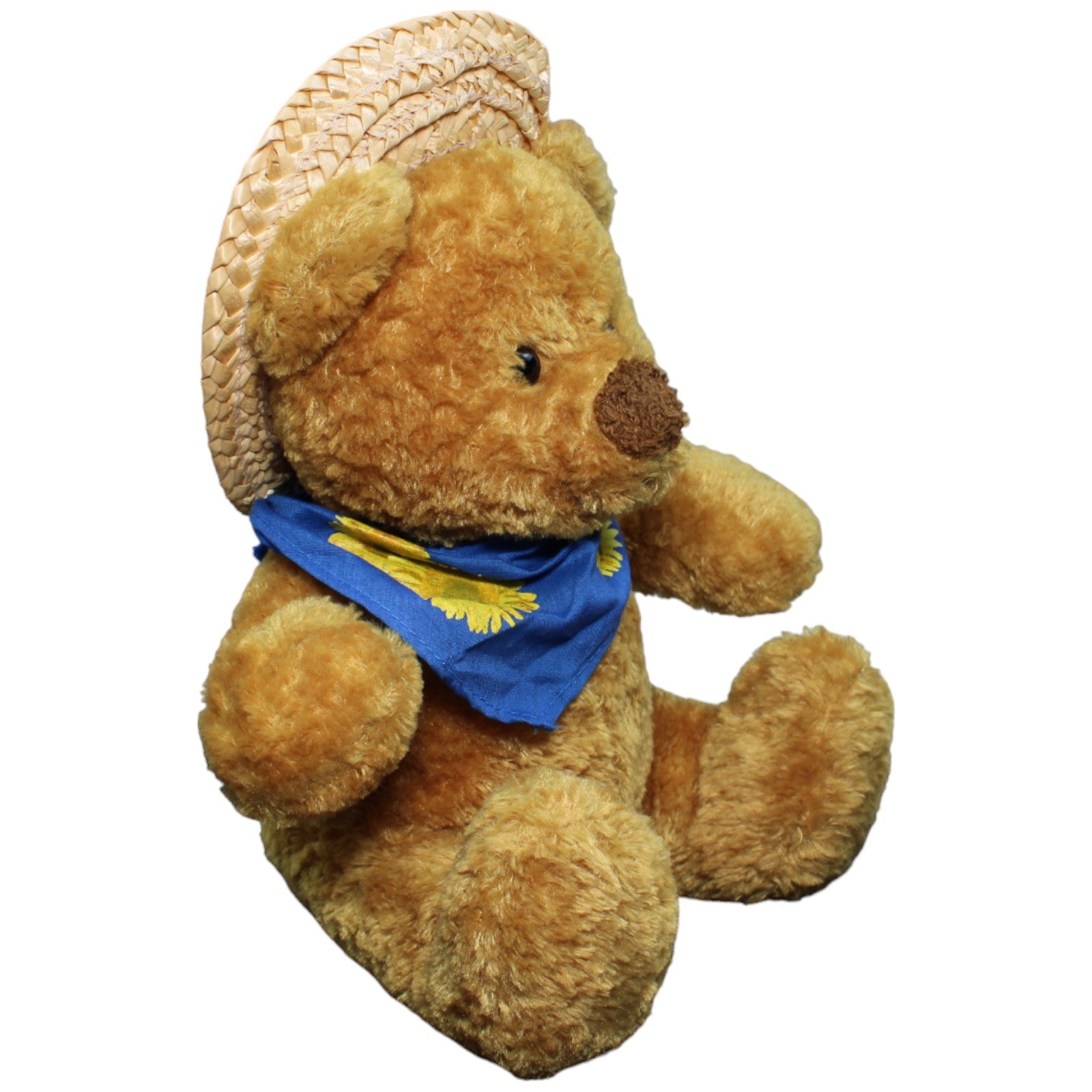 1232748 Quelle Teddybär mit Strohhut und Halstuch Kuscheltier Kumpel Leo Bär Gebraucht