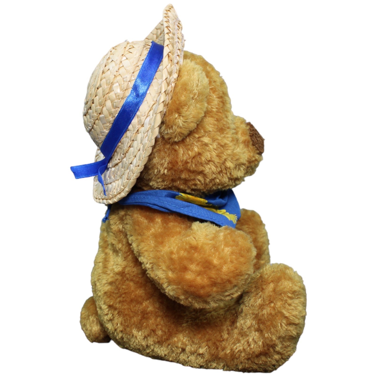 1232748 Quelle Teddybär mit Strohhut und Halstuch Kuscheltier Kumpel Leo Bär Gebraucht