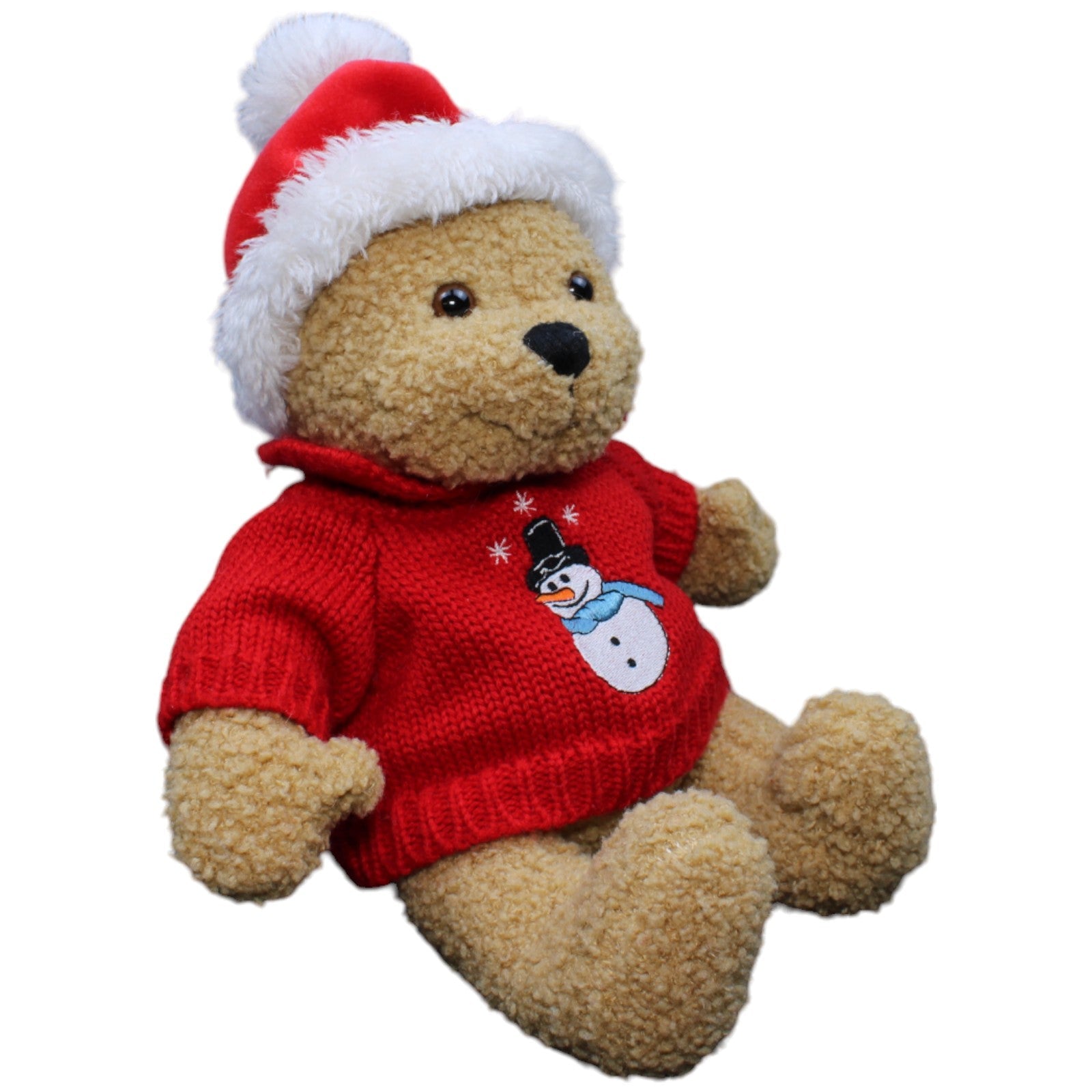 1232782 Heunec Teddybär mit Weihnachtsmütze und Pulli Kuscheltier Kumpel Leo Bär Gebraucht