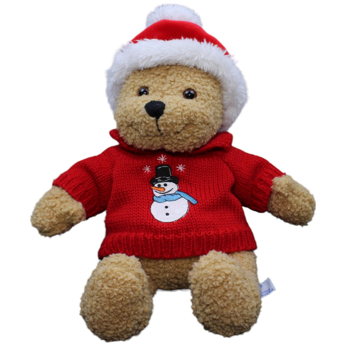 1232782 Heunec Teddybär mit Weihnachtsmütze und Pulli Kuscheltier Kumpel Leo Bär Gebraucht