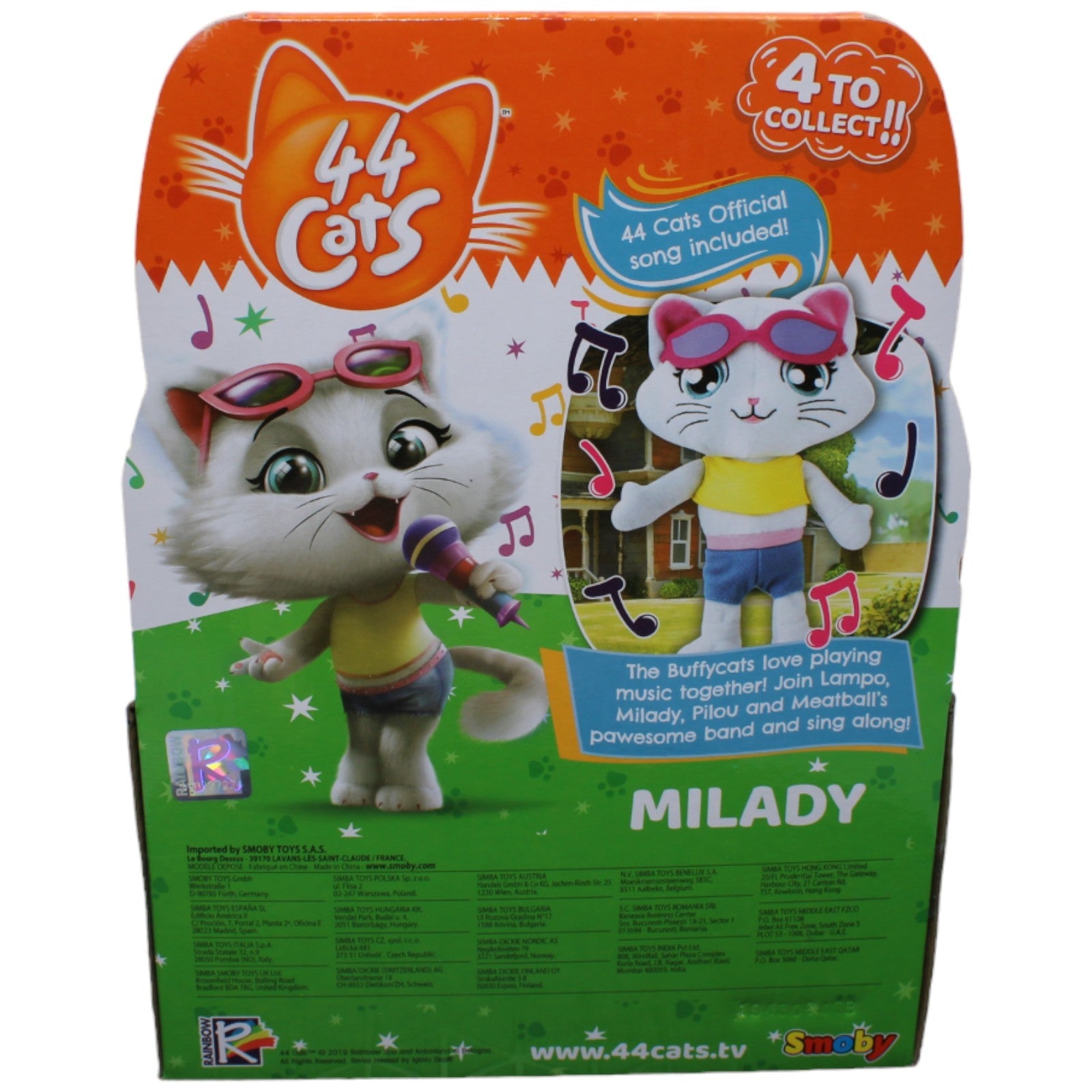 1232937 Smoby Toys Milady mit Sound aus 44 Cats Kuscheltier Kumpel Leo Katze neu