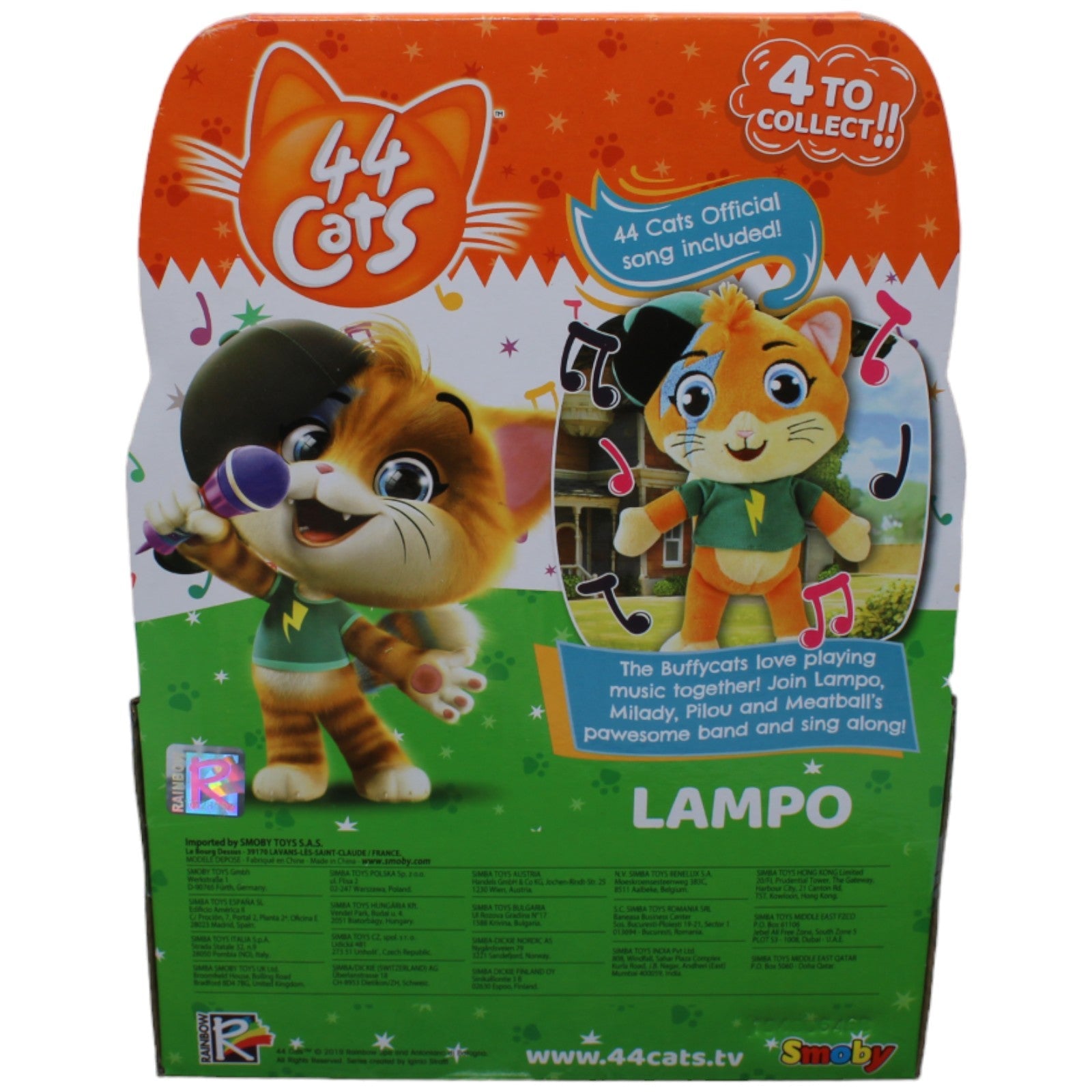 1232938 Smoby Toys Lampo mit Sound aus 44 Cats Kuscheltier Kumpel Leo Katze neu