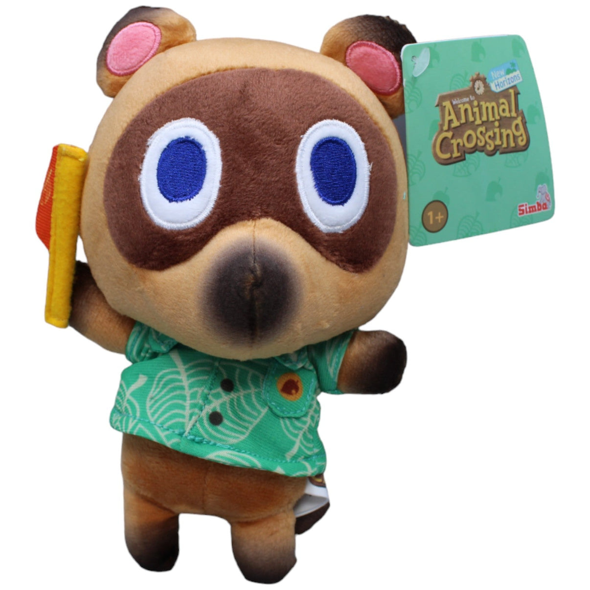 1232944 Simba Tom Nook mit Fahne aus Animal Crossing: New Horizons Kuscheltier Kumpel Leo neu Waschbär