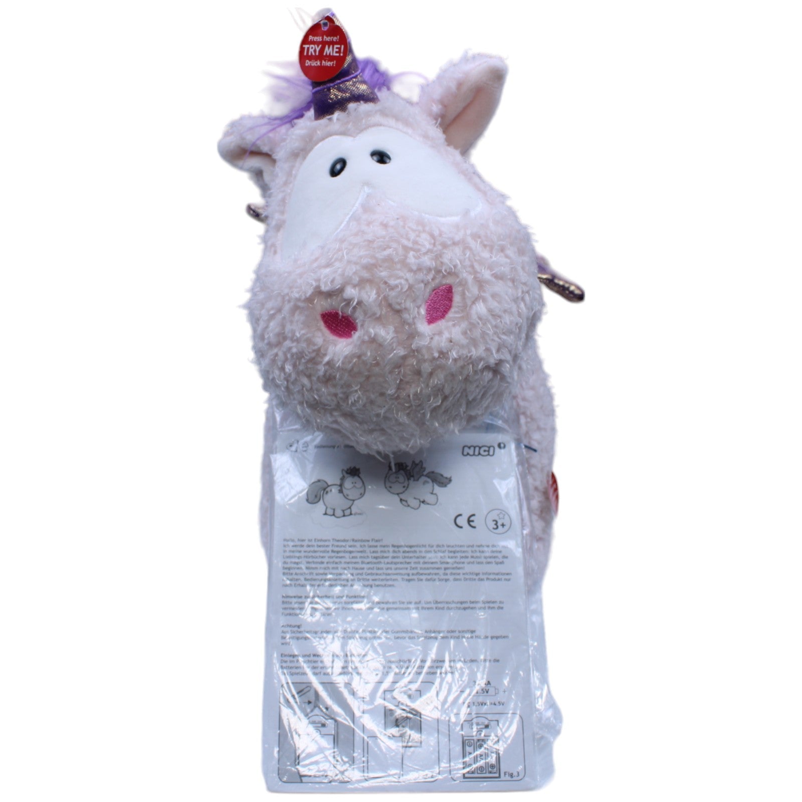 1233124 NICI Theodor & Friends, Einhorn Cloud Dreamer mit Bluetooth-Lautsprecher Lautsprecher Kumpel Leo Gebraucht