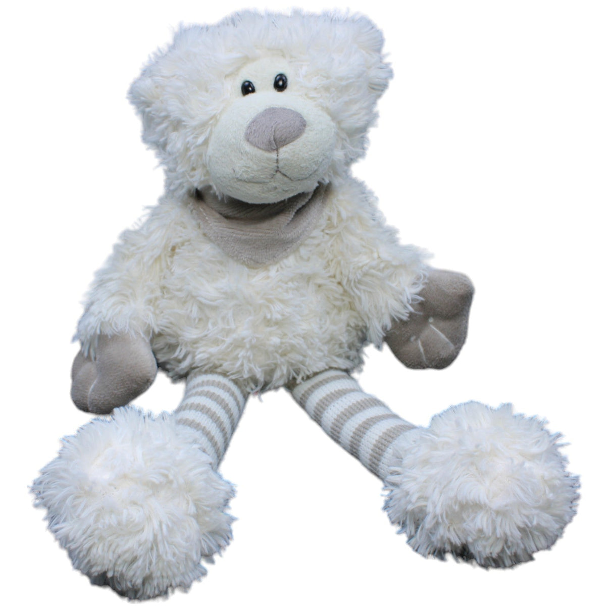 1233180 Chamier Lammfellprodukte Schlenker Teddybär, weiß-grau Kuscheltier Kumpel Leo Gebraucht
